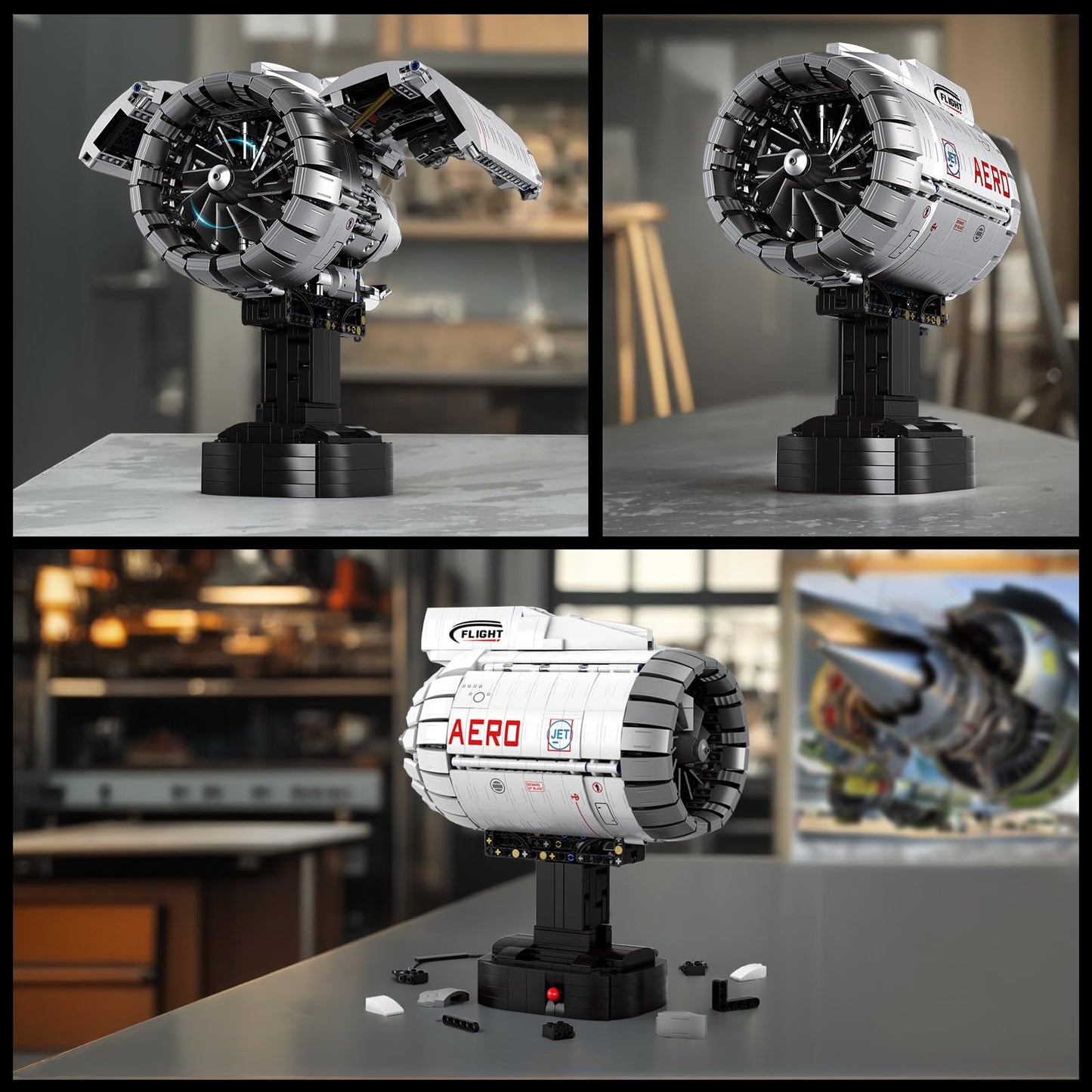 Reobrix Aircraft Turbofan Engine Building Sets, Engine Model Kit that Works, Mechanical Engineering Building Blocks with Motor, 1813 Pcs STEM Airplane Engine Model Building Kits for 14+ (No.33019)