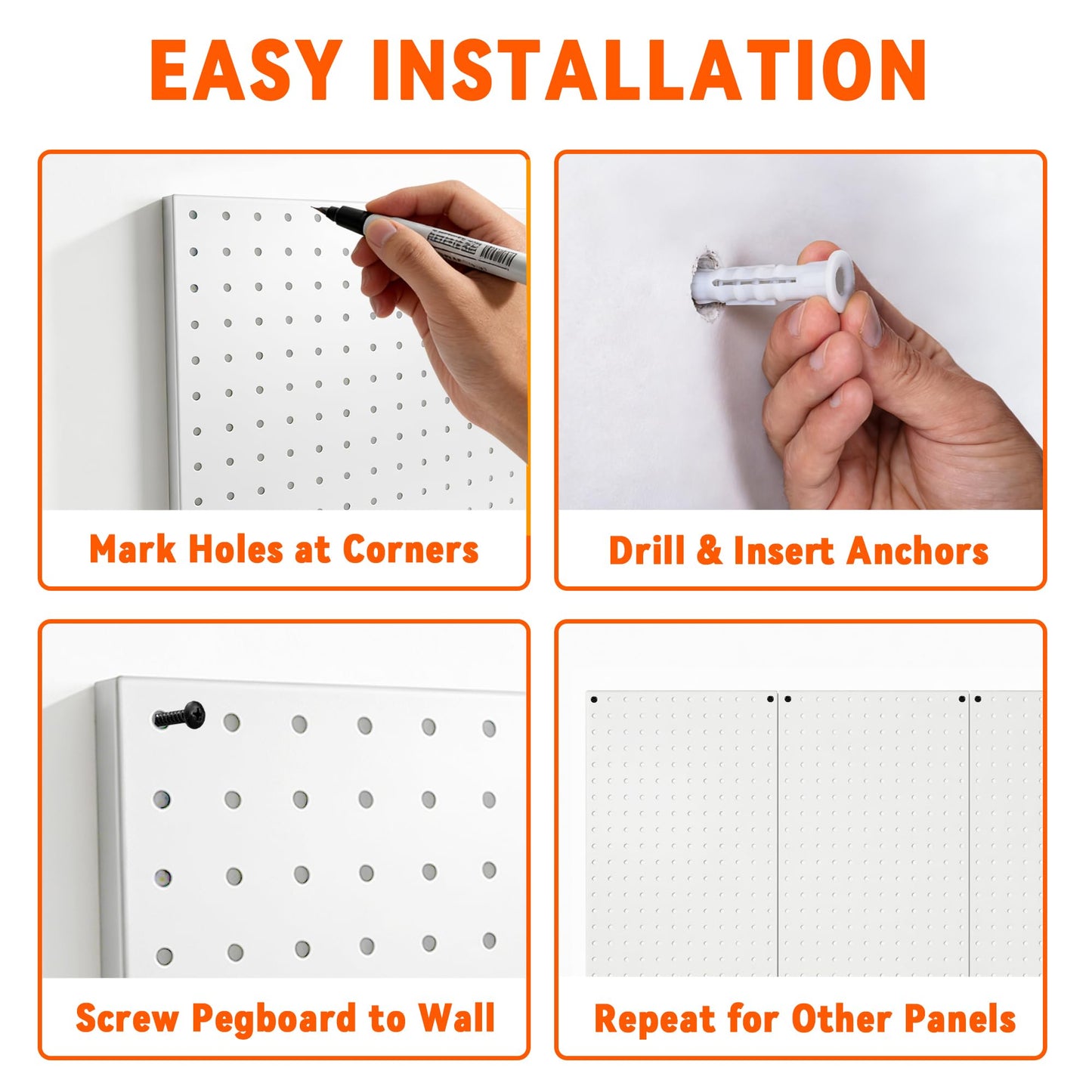 Ultrawall Metal Pegboard Panels, Pegboard Wall Organizer, Peg Boards for Garage, Tool Storage Organization, 12"X24", 3pcs, White