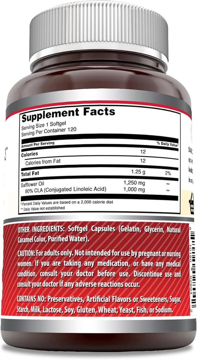 Amazing Formulas CLA (Conjugated Linoleic Acid) 1250 Mg | Softgels Supplement | Non-GMO | Gluten-Free | Made in USA (1 Pack | 120 Count)