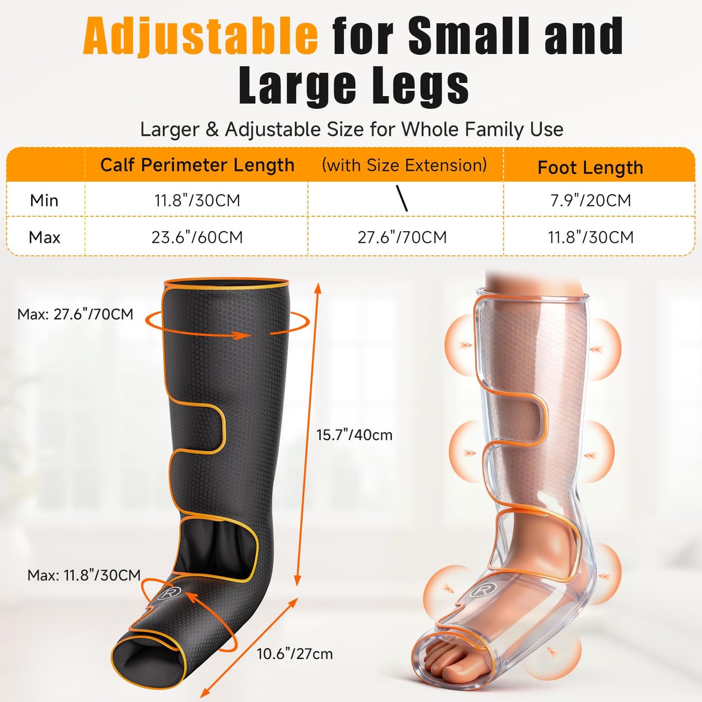 Banspol Leg Massager with Heat and Compression, Foot and Calf Massager for Circulation and Pain Relief, Compression Boots with Handheld Controller, 6 Modes 3 Intensities, Gift for Mom Dad