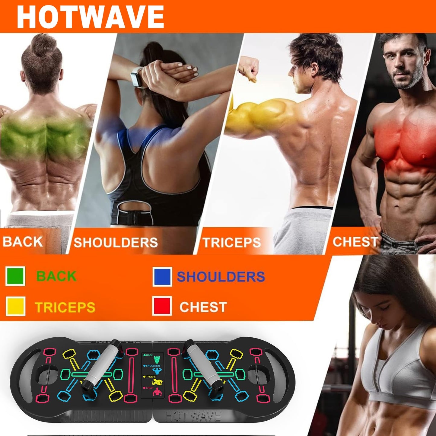 HOTWAVE Push Up Board Fitness,Foldable 20 in 1 Push Up Bar at Home Gym,Pushups Handles for Floor,Portable Workout Equipment