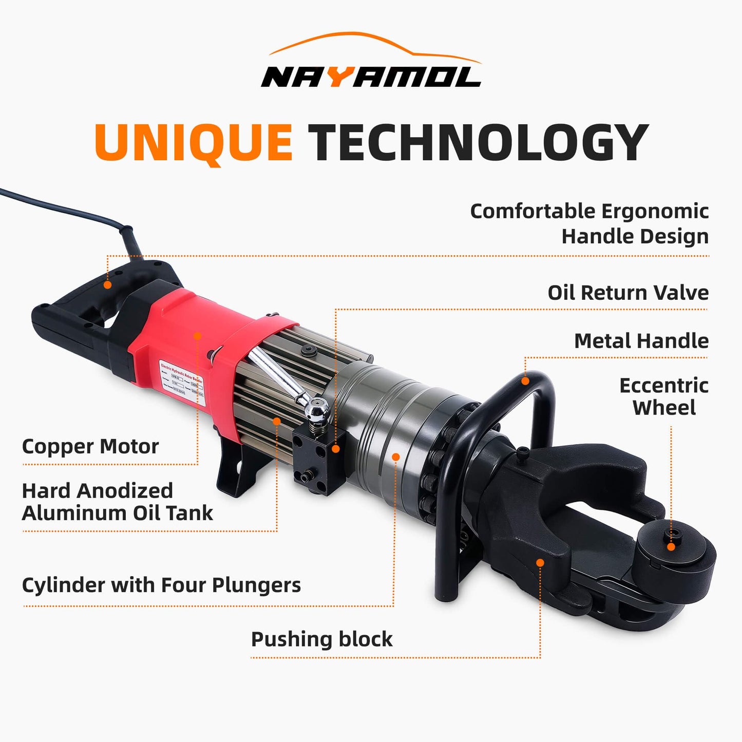 NAYAMOL 1400W Hydraulic Electric Rebar Bender 14–22mm, 110V Electric Rebar Bending Machine, 0–130° Adjustable Angle, Fast 2.5–3.5s Operation, Portable Tool with Pure Copper Motor