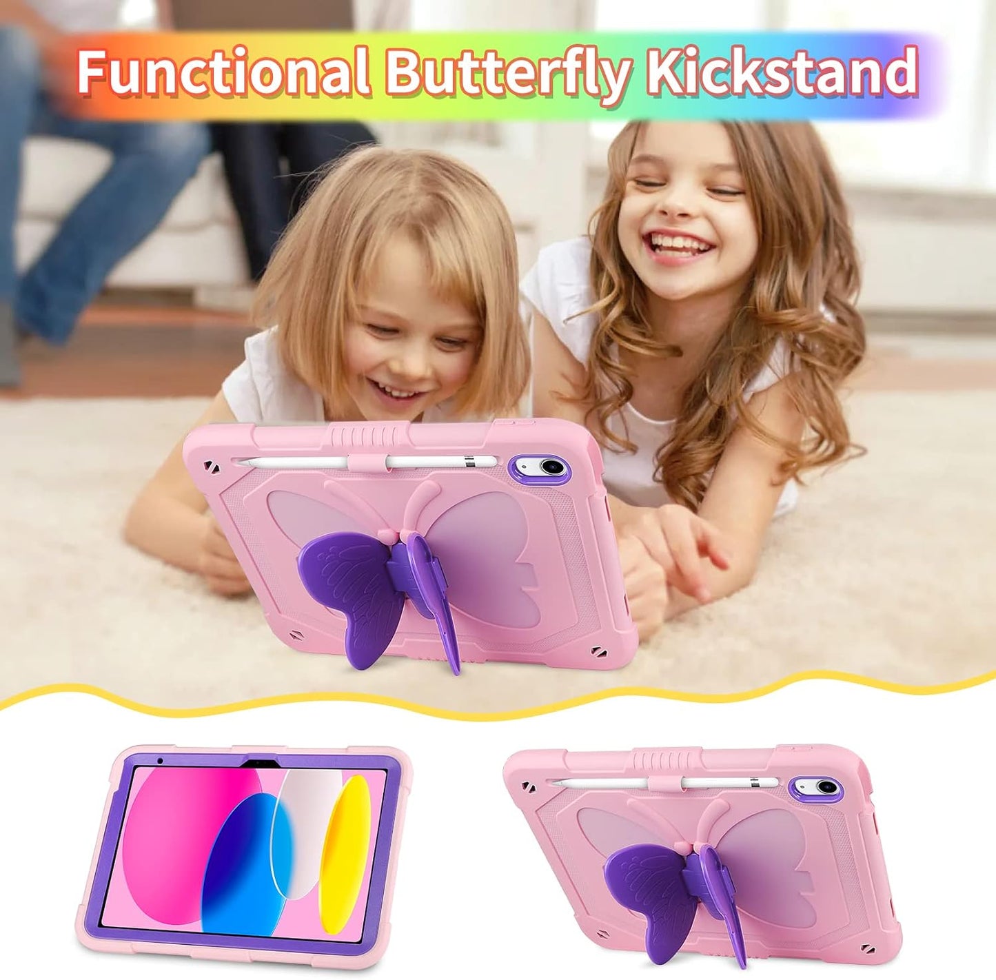 WESADN 10th 10.9 inch 2022 A16 11 inch 2025 for iPad Generation Case for iPad Case with Screen Protector/Butterfly