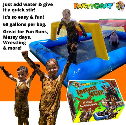 Instant MUD | Safe, Clean Fake Mud for Wrestling, Pies & Fun Runs - Makes 60 Gallons