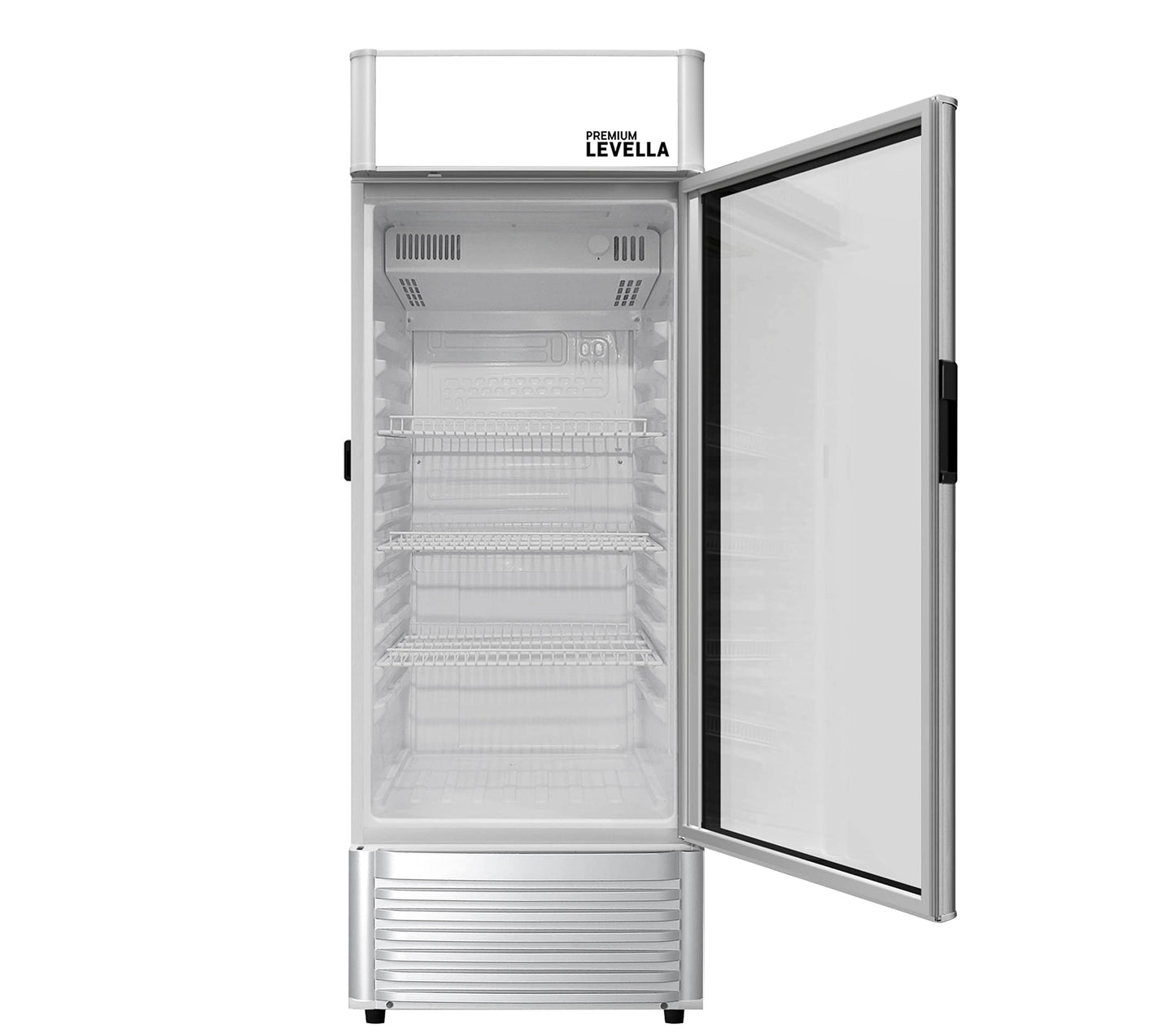 PremiumLevella PRF65DX Single Door Merchandiser Refrigerator-Upright Beverage Cooler-6.5 cu ft-Silver, 6.5 cu.ft. Single Swing Door