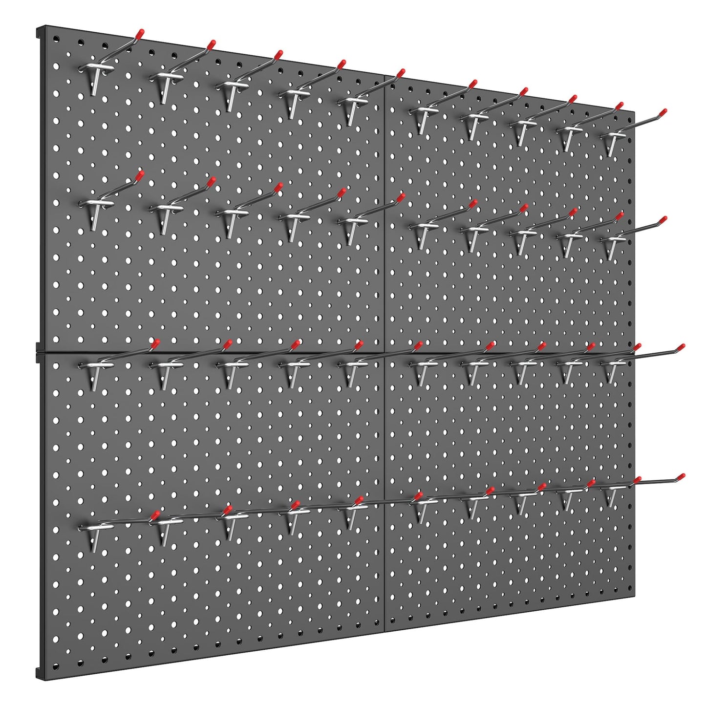 TORACK Metal Pegboard Panels and Hooks for Garage, Workbench, Shop, Shed Tool Organizer Peg Board with 1/8" & 1/4" Holes, Modular Wall-Mounted Pegboard with Pegboard Hooks(Black)
