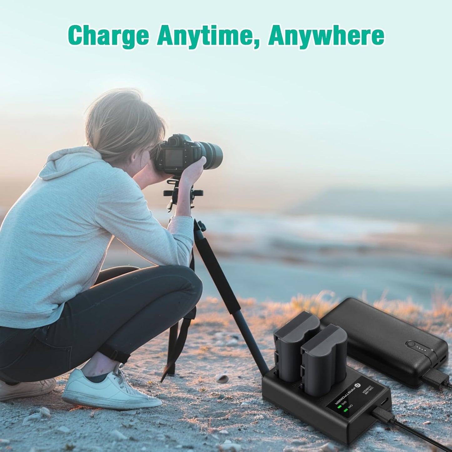 FirstPower BP-511 BP-511a 2-Pack 2200mAh 5D 10D 20D 20Da 30D 40D 50D 300D D30 D60 Battery and Dual USB Charger