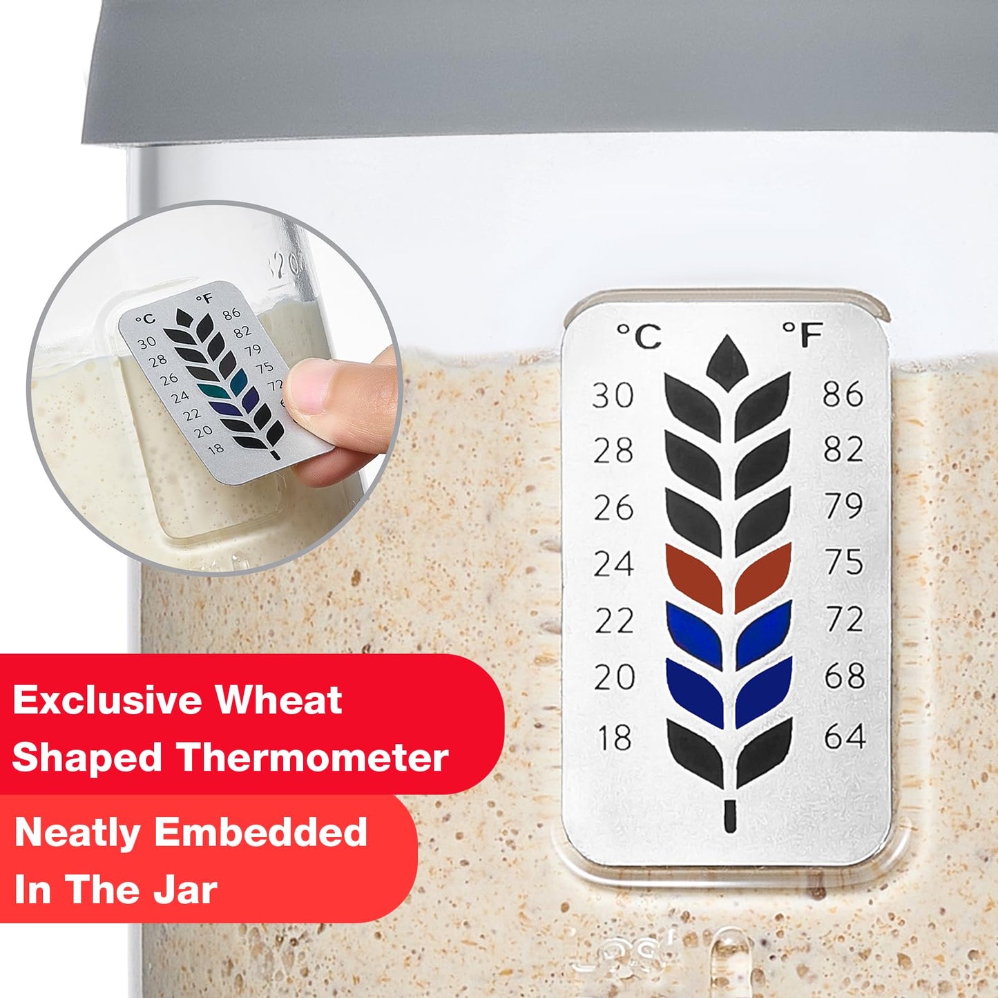 2 Pack Premium Pro Sourdough Starter Jar Kit - 40oz Large Wide Mouth Sourdough Bread Jar with Marked Feeding Band, Thermometer, Scraper, Cloth Cover & Silicone Lid/Base, Glass Container, Baking Supply