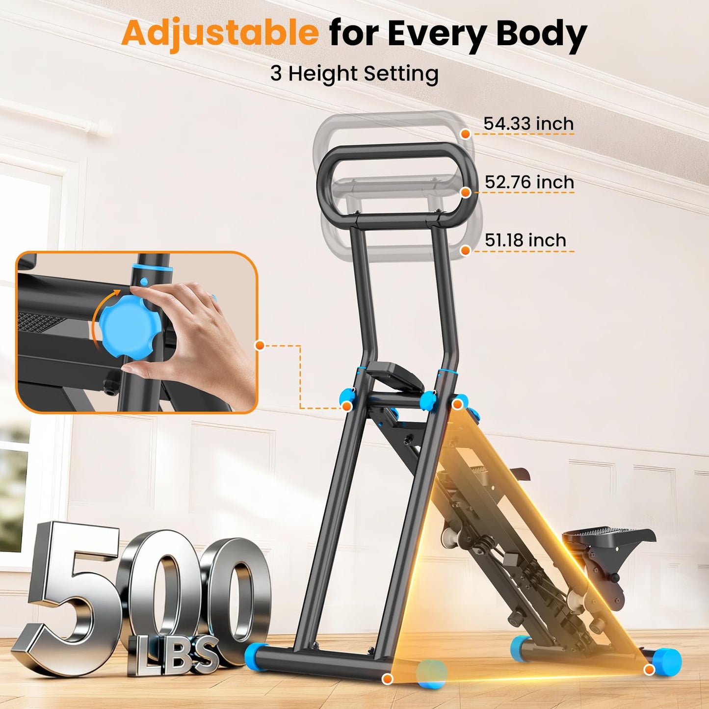 HXD-ERGO Stair Stepper, Upgrade 6-Level Resistance Stair Master with Adjustable Handlebar, Folding Stair Climber Workout Machine (6 Adjustable Resistance-Black)