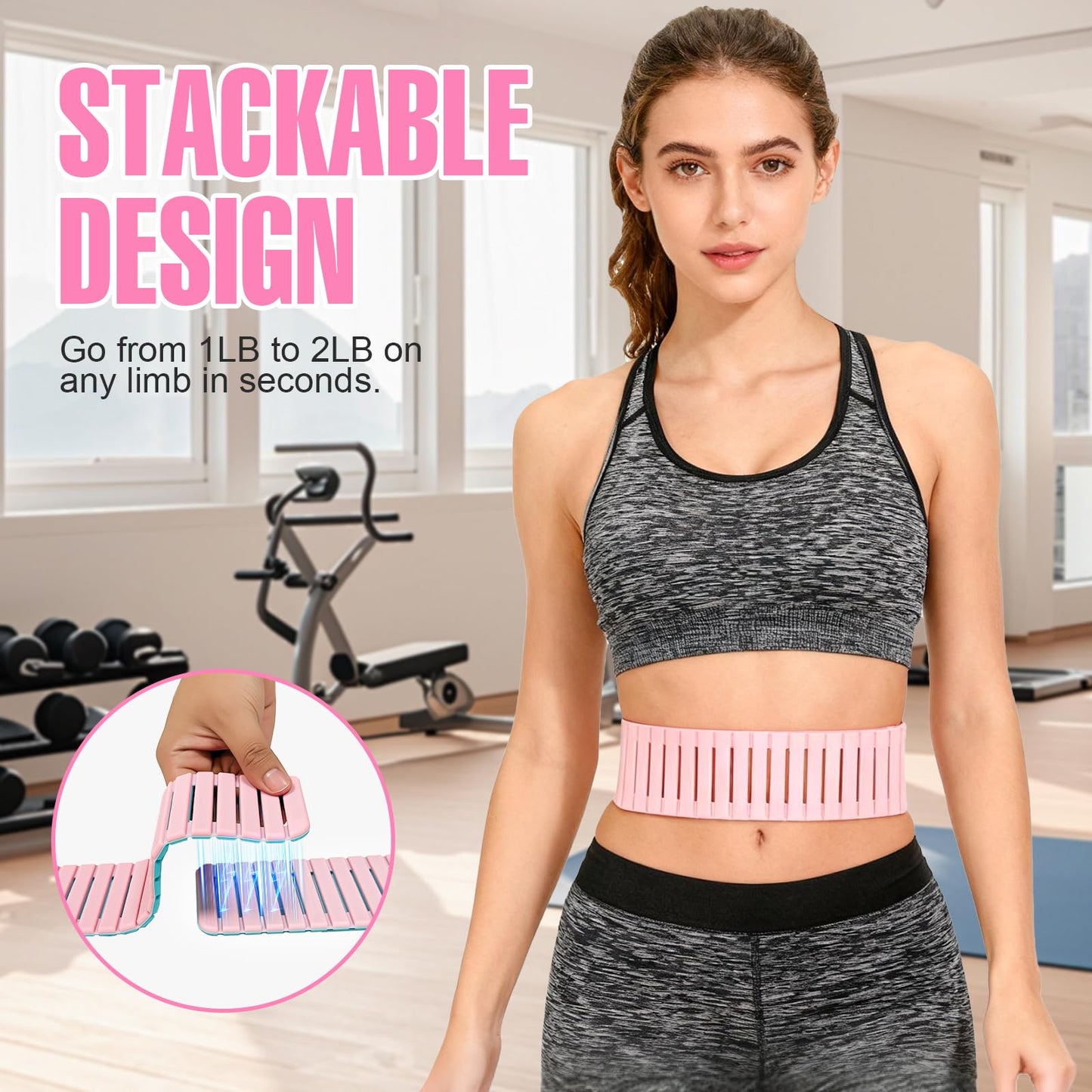 Magnetic Ankle Wrist Weights for Women, 1LB Each (2 Packs) - Arc Wrap Design for Secure Fit, Breathable & Skin-Friendly for Walking, Yoga, Pilates, Home Workouts - Enhanced Comfort, No Slip, Stackable