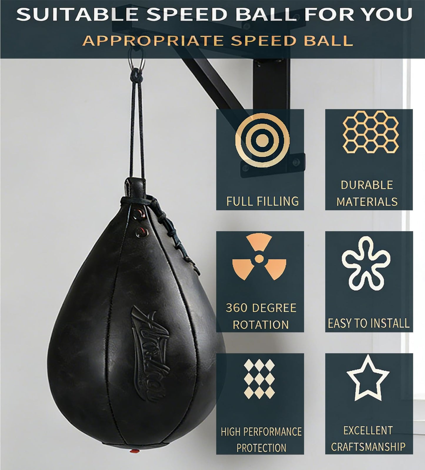 Speed Bags for Boxing Leather Training Reflex Bag Pear Shaped Punching Bag Reaction Venting Ball Speedbag for Teens Adults Boxing Coaches