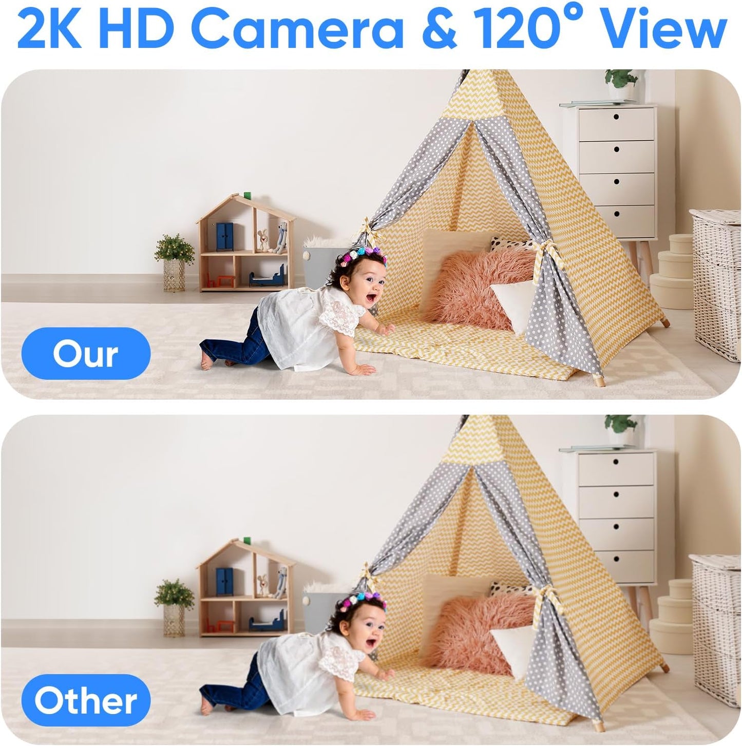 MYPIN 2K 360 Two-Way Video/Audio Indoor Camera, Child/Elder/Dog/Pet Camera with Phone App& Degrees Pan Tilt, Night