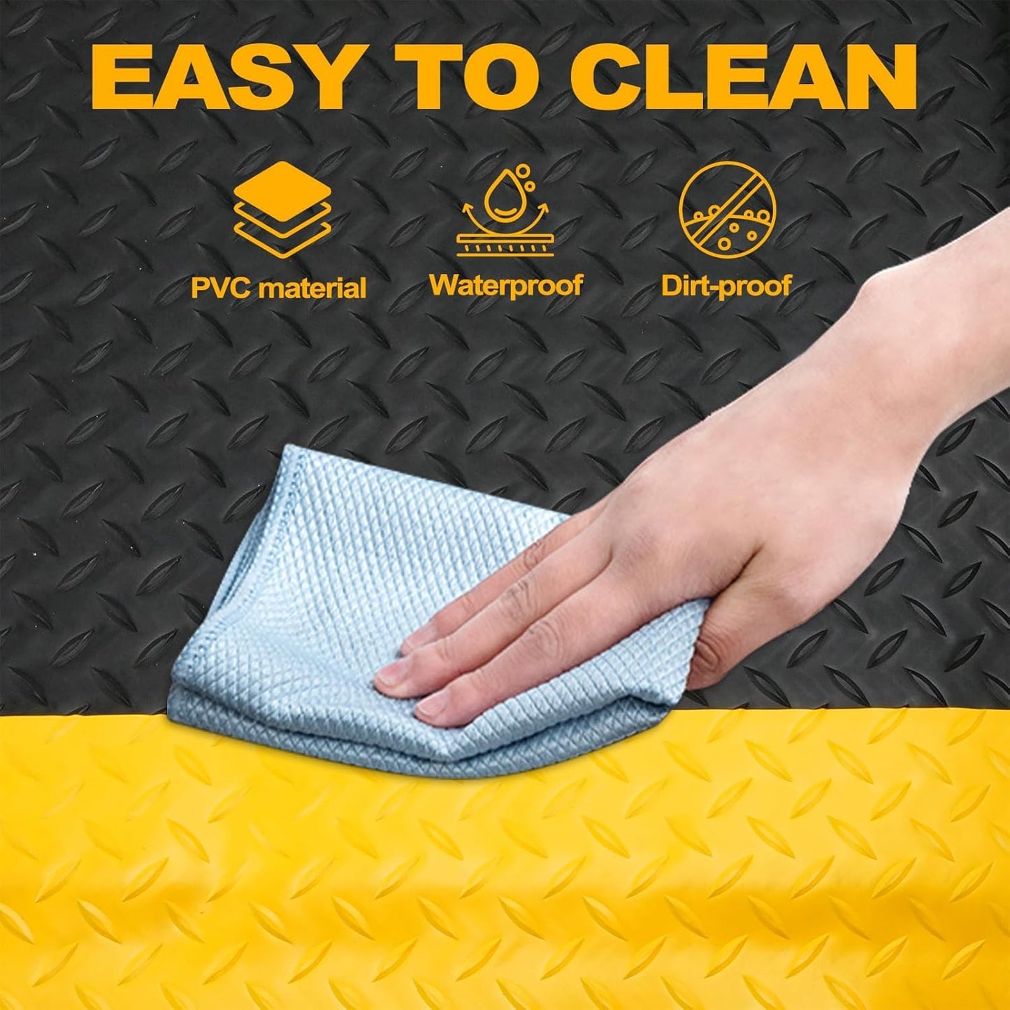2 Pack 2 x 3 FT Industrial Anti Fatigue Mats, 15/16 Inch Thick Soft Sponge Ergonomic Mat, Nonslip Diamond Plate Work Mat, for Relieving Soreness in The Back and Legs