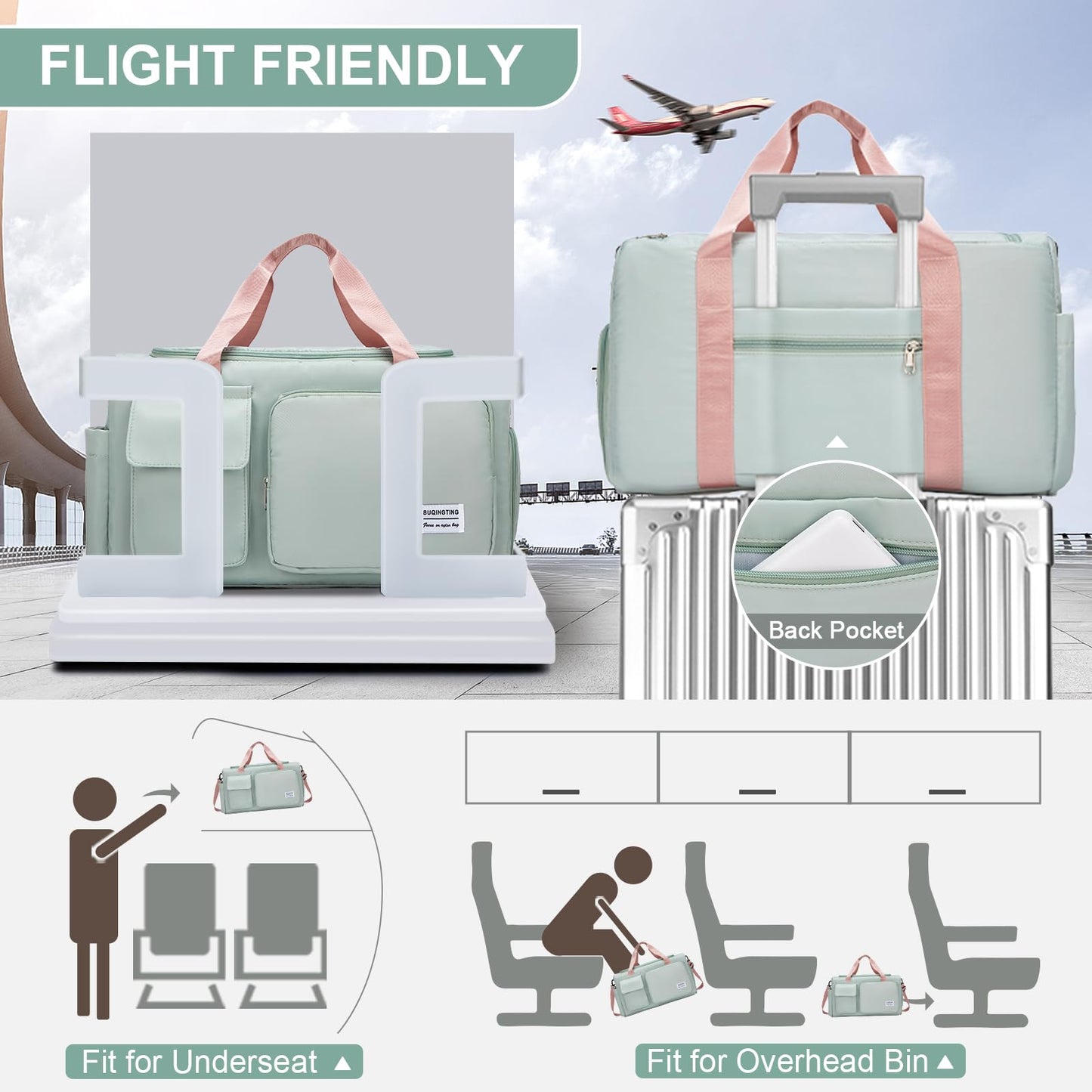 Small Gym Bag for Women, Travel Duffle Bag Carry On Weekender Bag with Shoe Compartment, 05#green, Gym Bag & Toiletry Bag, Gym Bag&toiletry Bag