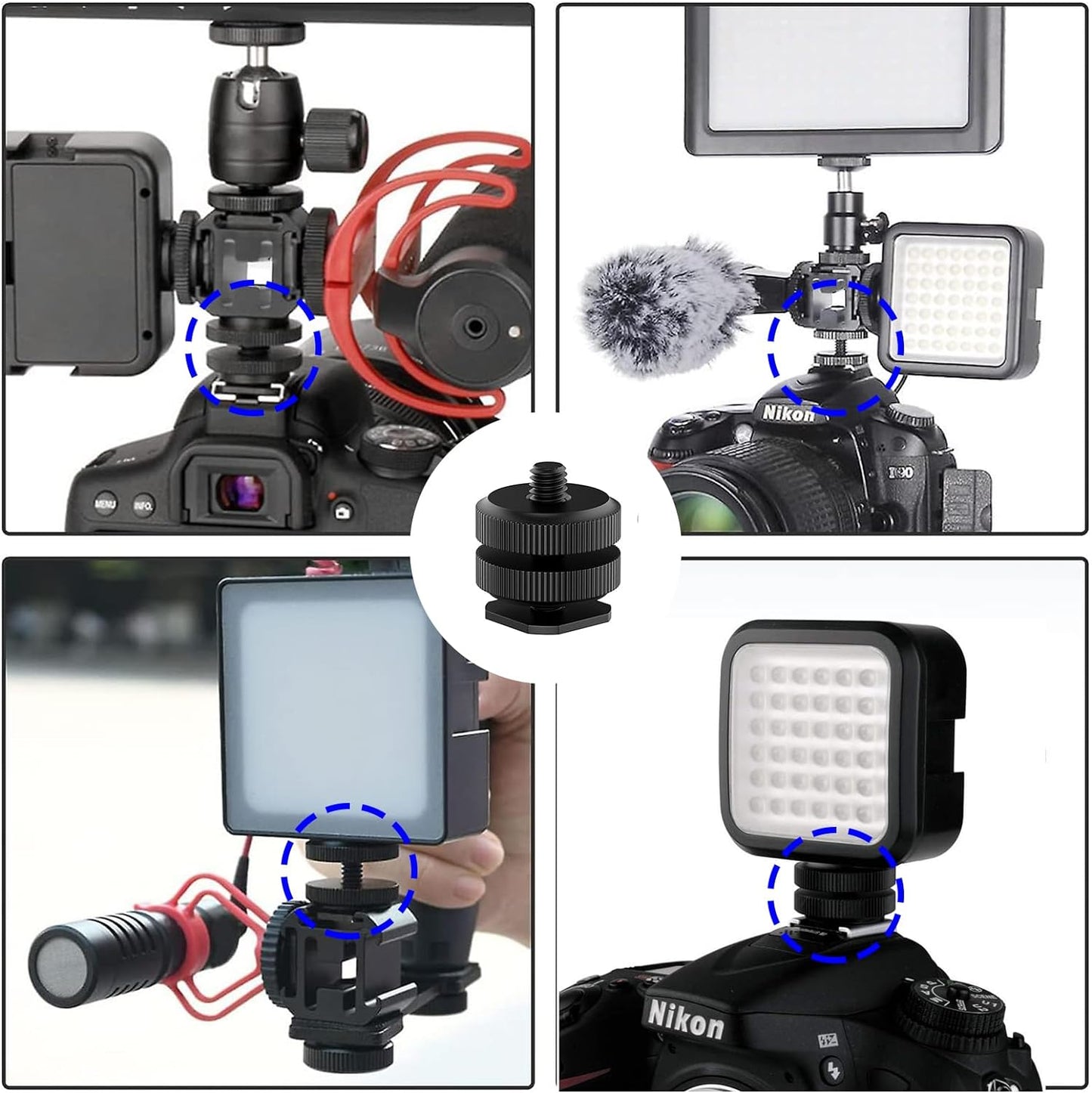 EszkozTA Mount(6 Pack) 1/4"-20 Camera Hot Shoe to Tripod Screw Adapter Flash Shoe Mount for DSLR Camera Rig