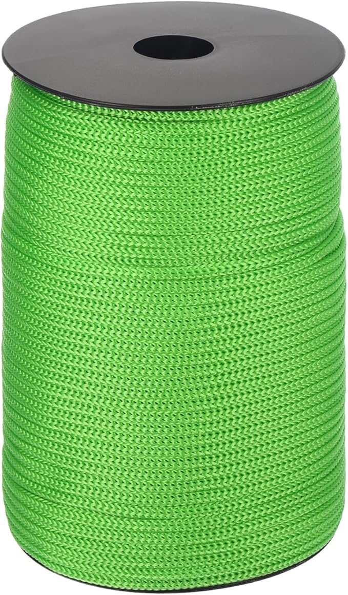 MECCANIXITY 5/32 Inch Polypropylene Rope Braided Ropes, 328ft Camping Rope Hollow Utility Cord for Clothesline, Hiking, Outdoor, Light Green