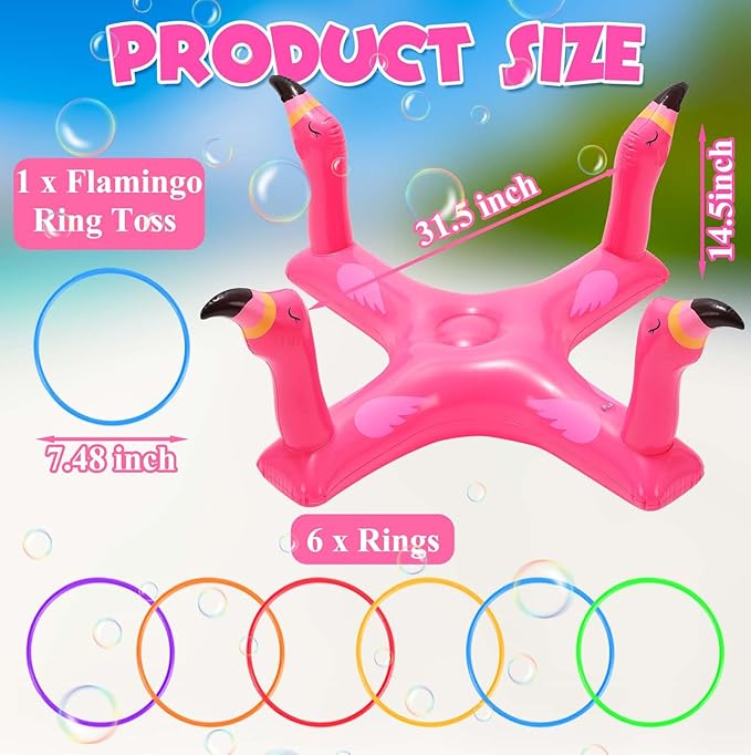 Voiiake Pool Floats Toys Games Set, Inflatable Cross Ring Toss Game Toy with 6pcs Rings for Kids Adults Family, Swimming Pool Water Game