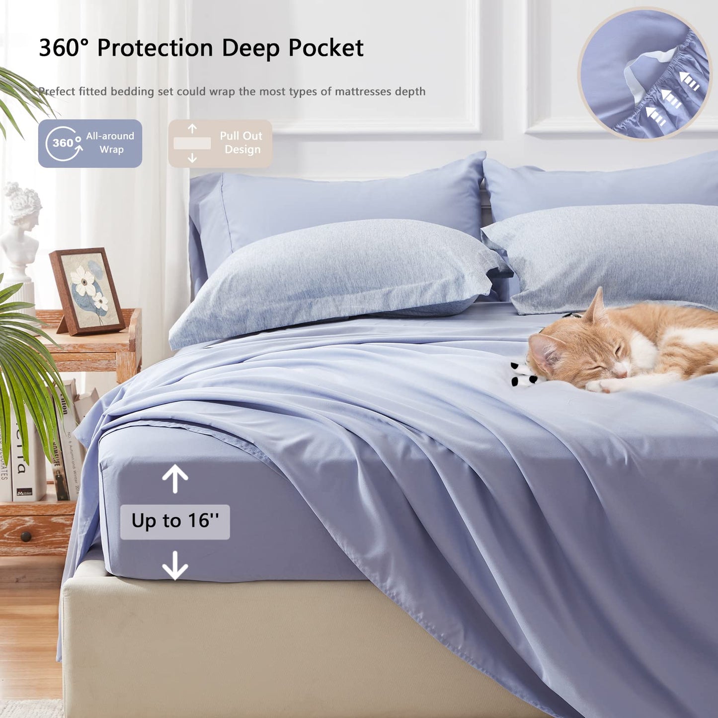 UNILIBRA King Comforter Set 7 Pieces Bed in a Bag - Sage Green King Soft Bedding Set for All Seasons - Cationic Dyeing Bed Comforter Sets with Comforter, Flat Sheet, Fitted Sheet, Pillowcases & Shams