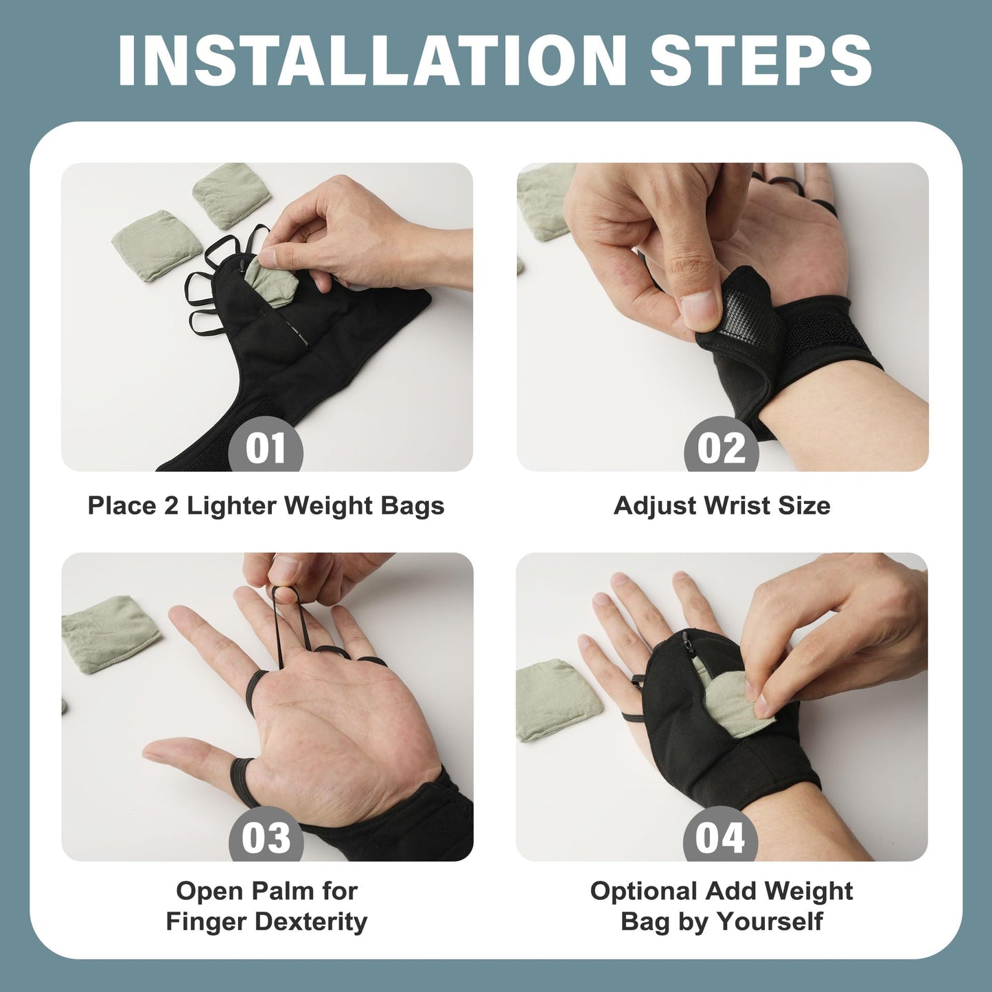 Weighted Gloves for Tremors-Adjustable Hand Gloves Stability Aid for Parkinson's Hand Tremors, Enhanced Grip & Writing Support for Elderly (Set Small)