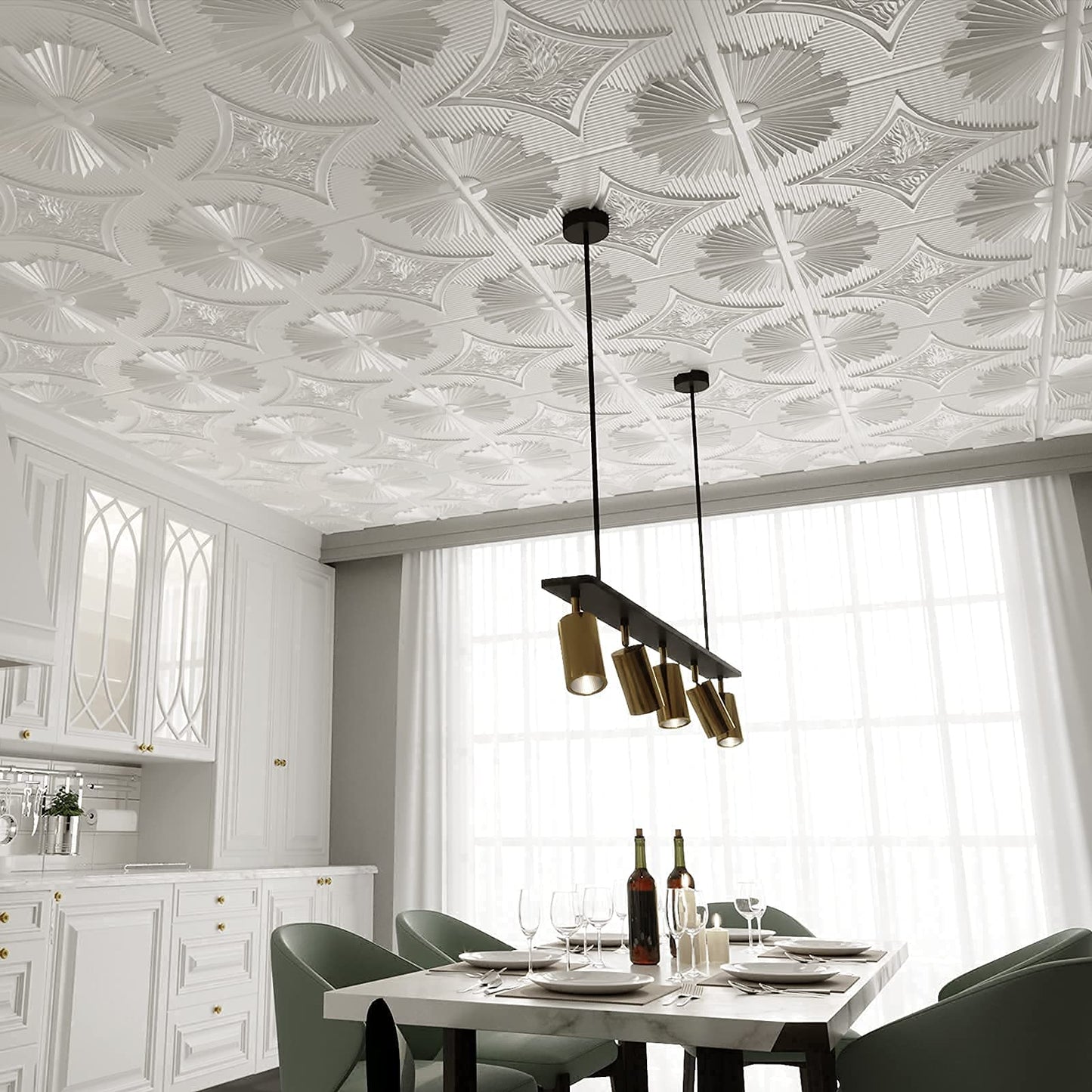 Art3d Drop Ceiling Tiles 24x24 in White (12-Pack, 48 Sq.ft), 3D Wainscoting Panels Glue Up 2x2