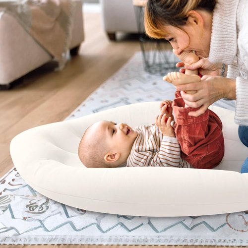 Baby Lounger - Skin-Friendly & Breathable Infant Cushion for Tummy Time | Portable for Newborns (Ivory)