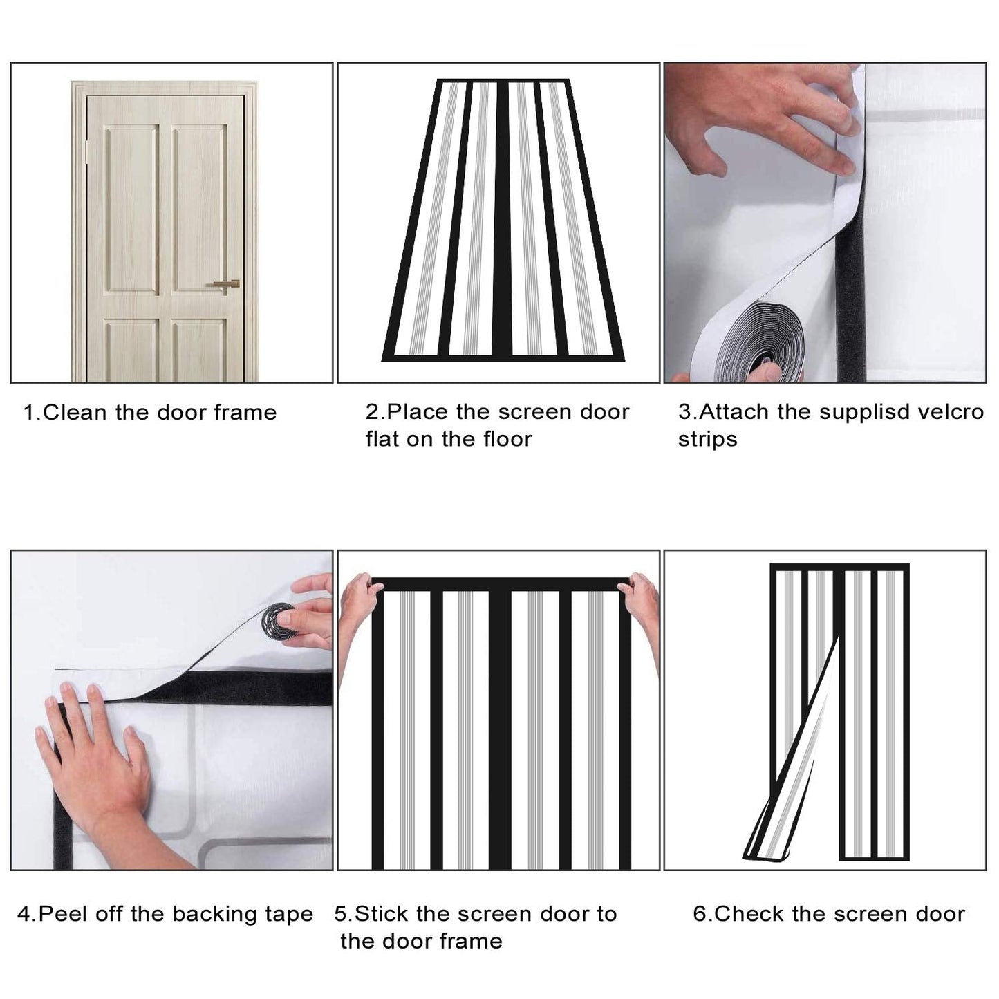 Insulated Door Curtain, Magnetic Thermal Door Cover Screen Door Self-Closing Privacy Magnetic Screen Door Hands Free for Patio, Kitchen, Bedroom, Air Conditioner Room, Fits Doors up to 34" x 80",Black