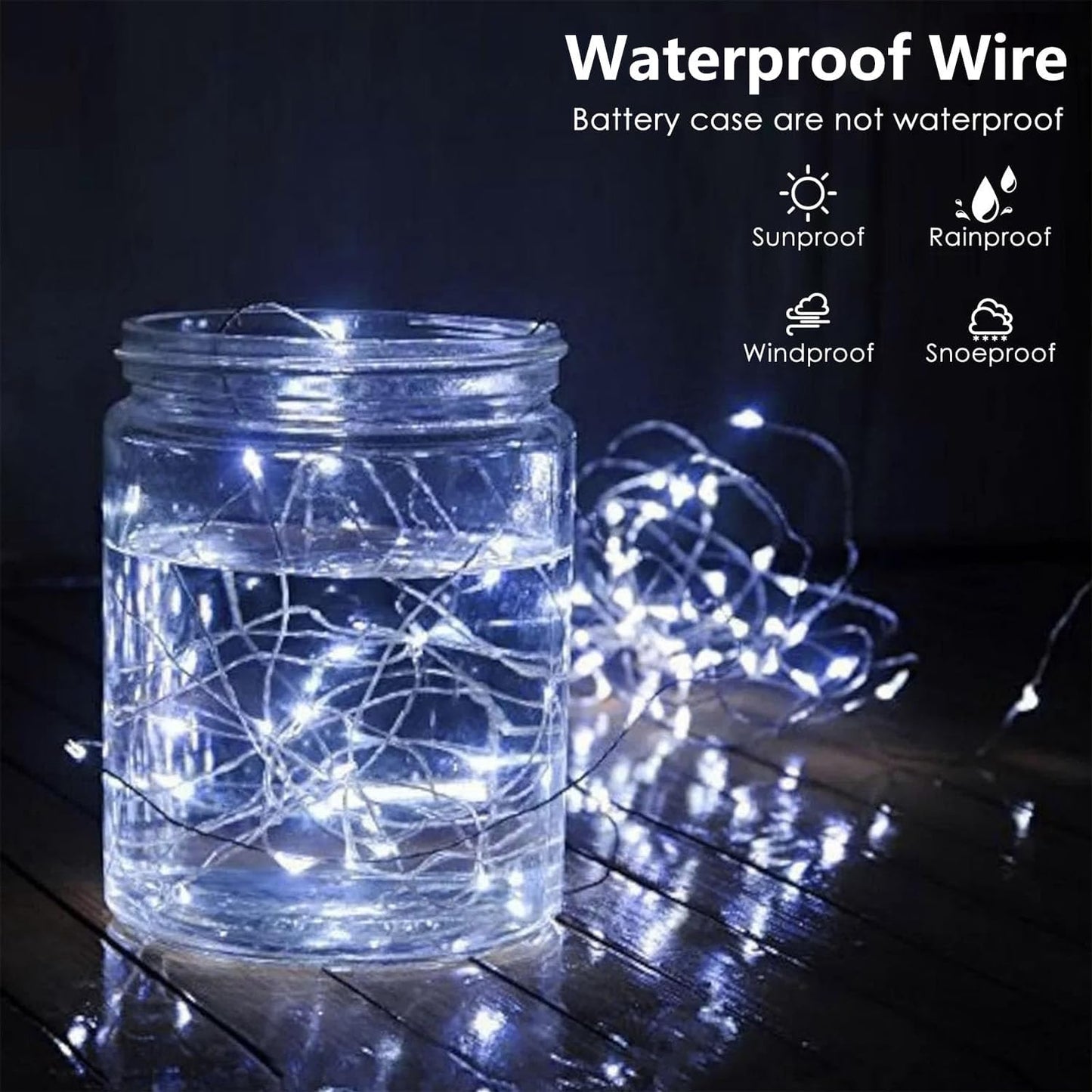 Skiennix 2-Pack Battery Operated Fairy Lights - Waterproof 16FT 50 LED String Lights for Indoor/Outdoor Decor | Cool White