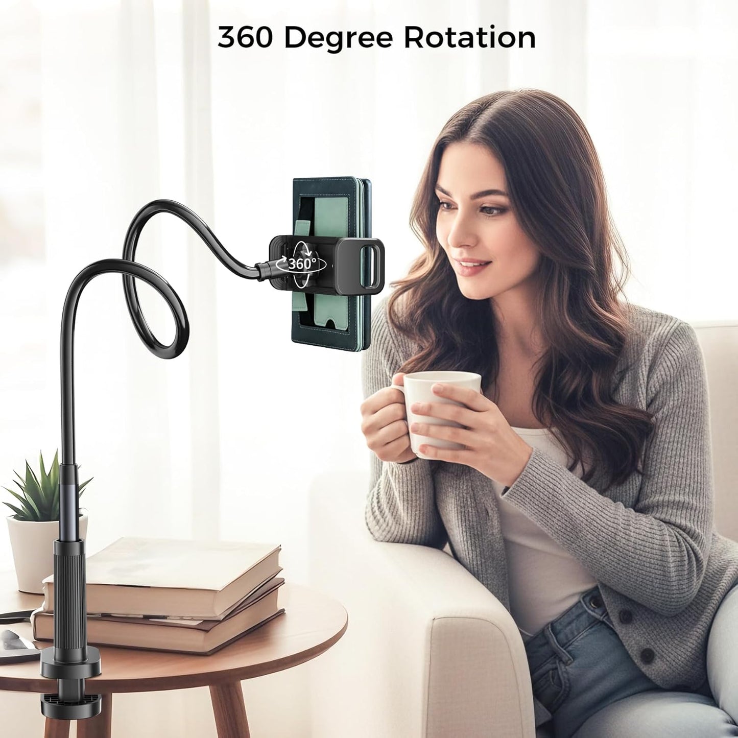 Kefotic Long Gooseneck Tablet Holder for Bed Works with Thick Case, eReader Stand Compatible with All Kindle Paperwhite