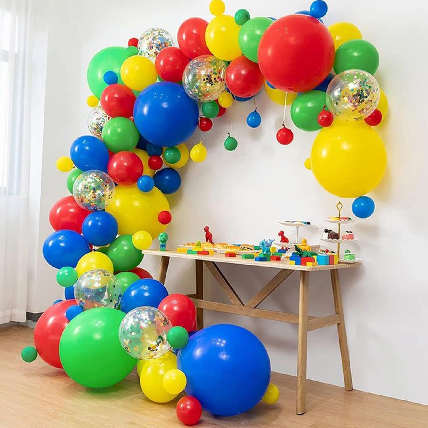 PartyWoo 12-Inch Latex Balloons - 100 Pcs Red, Yellow & Blue for Baby Showers, Graduations & More