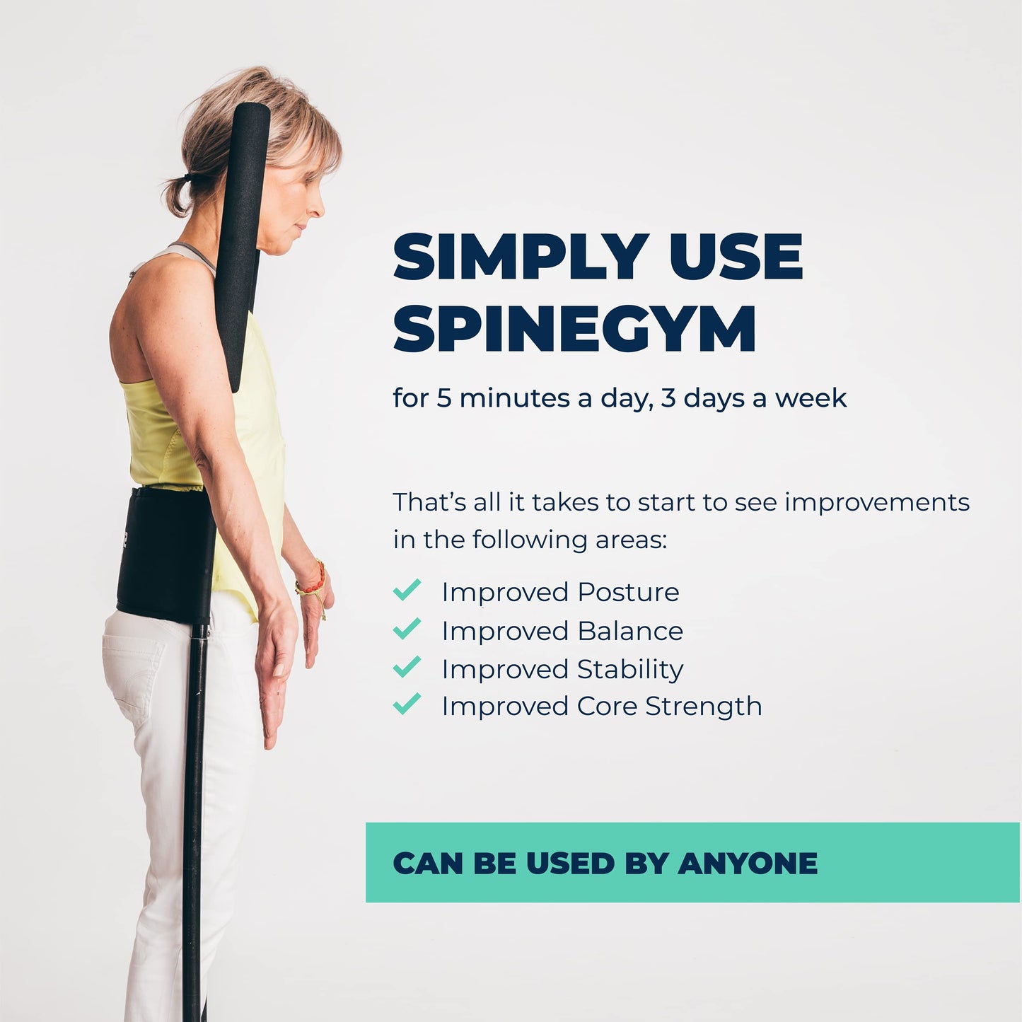 SpineGym Back Exerciser | Core Strength Training - Adjustable Fitness Equipment for Home & Office Gym - Relieves Back Pain & Improves Posture