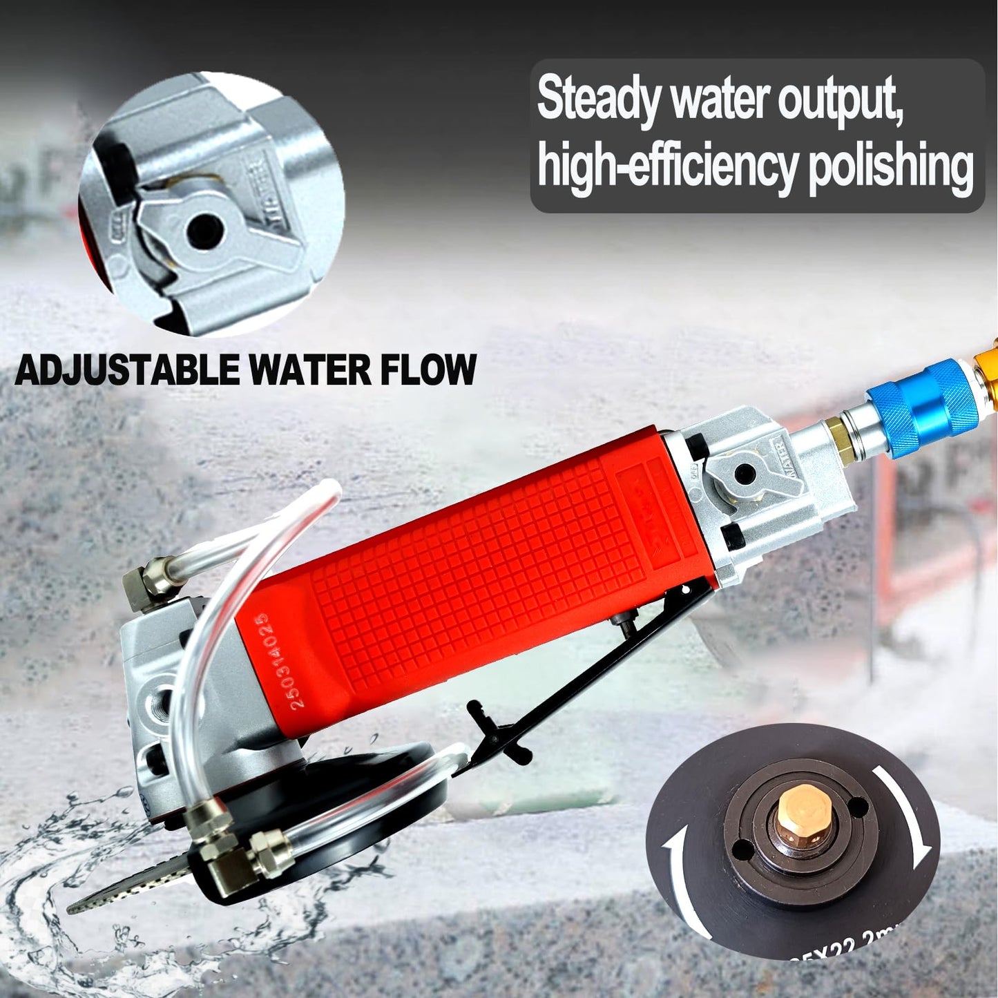 Air Wet Polisher Variable Speed 5'' Concrete Angle Grinder Tools with with Grinding and Cutting Wheels, Wet Grinder Machine for Cutting, Grinding, Polishing and Rust Removal