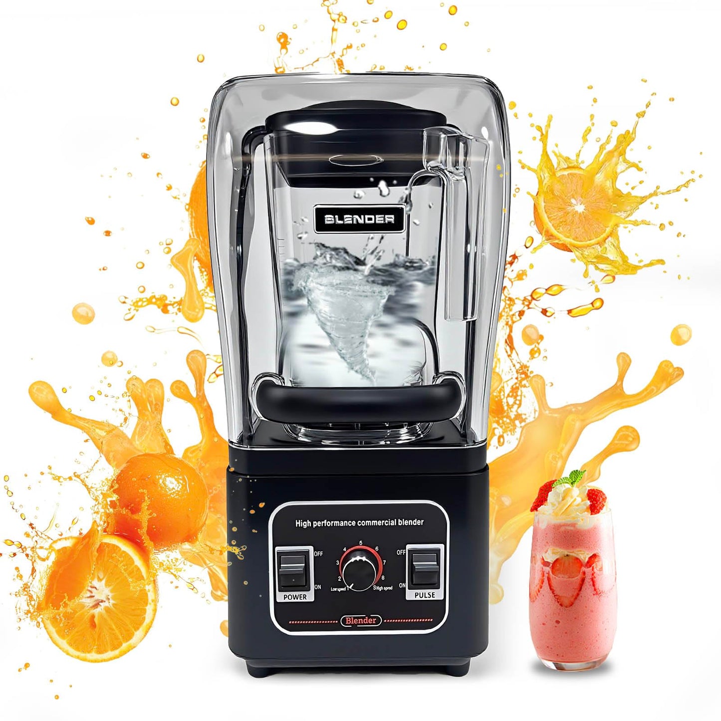 Nalison Commercial Blender Heavy Duty Restaurant, Professional Quiet Blender,1800W Commercial Mixer for Smoothies, Noise Reduction Blenders for Kitchen and Business (Model: G7)