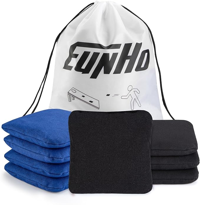 EunHo Cornhole Bags Set of 8 Regulation Size & Weight Corn Hole Bean Bags Official Professional All Weather for Tossing Game with Carry Case