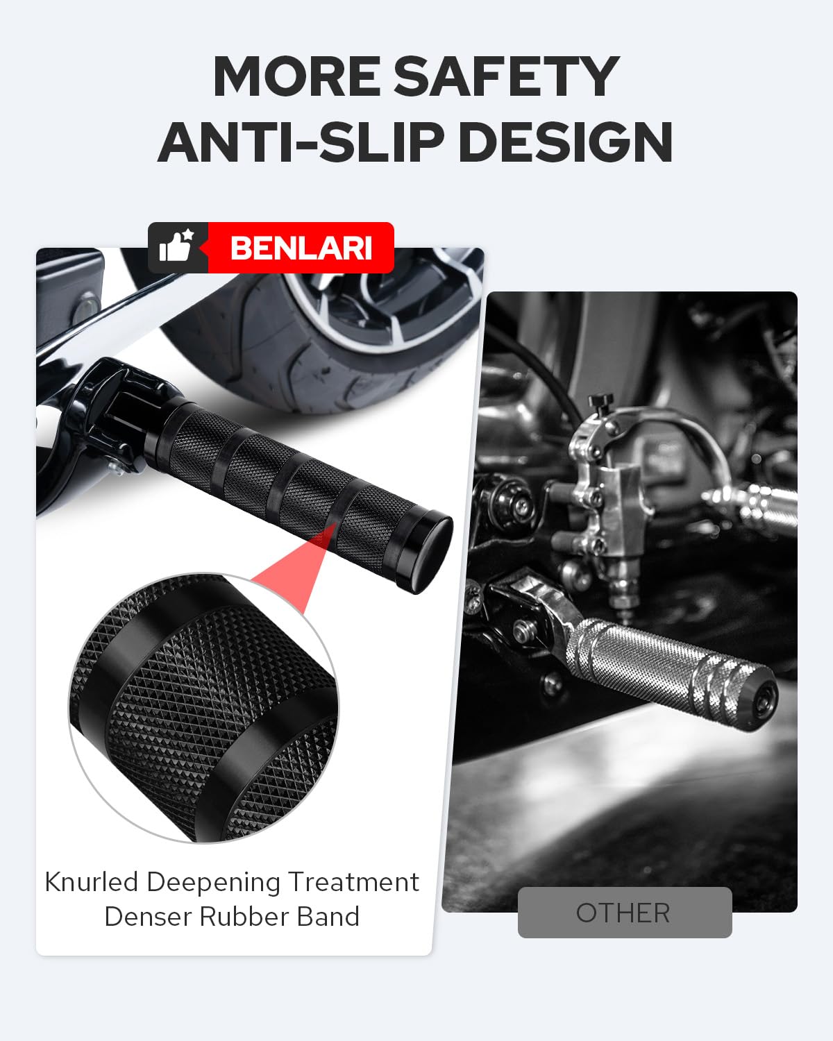 Benlari Motorcycle Foot Pegs, CNC Aluminum Mounting Footpegs, Footpegs Footrest Passenger Pedals 10MM Compatible for Harley Sportster, Dyna, Road King, Black