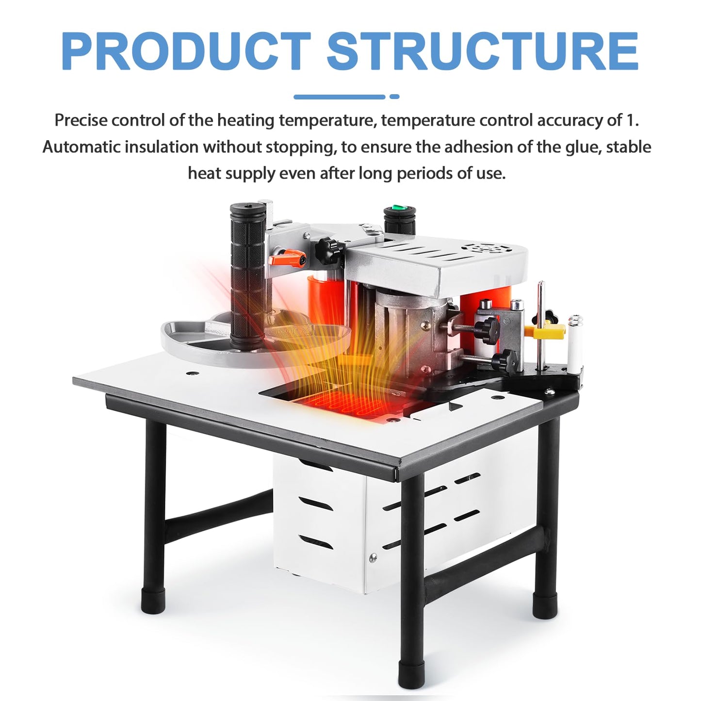 MSfullsea Woodworking Edge Bander Banding Machine Portable Edge Bander Curve Straight Edge Banding Machine Adjustable Speed 5-10m/min 110V