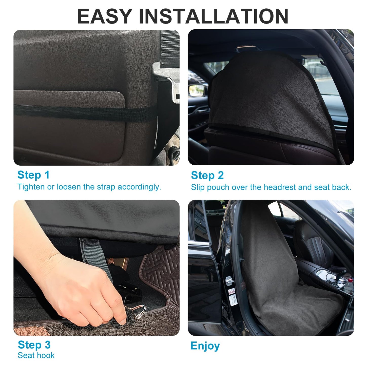2 Pack Waterproof Sweating Car Seat Cover for Post Gym Workout, Running, Swimming, Beach and Hiking, Universal Fit Non-Slip Towel Bucket Seat Protector for Cars SUV Trucks, Machine Washable (Gray)