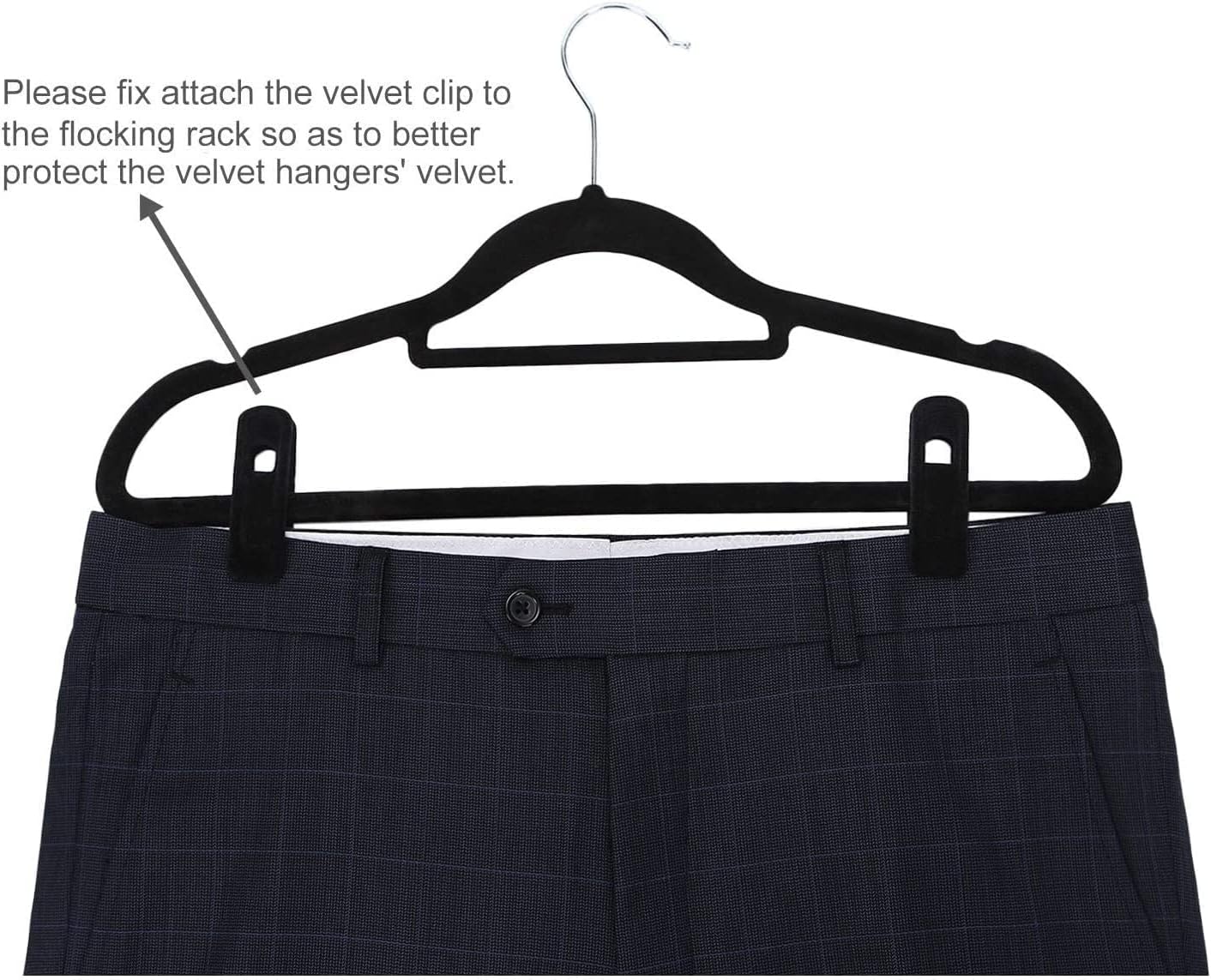 Skiennix Velvet Hanger Clips - 20 Pack Strong Clips for Skirts & Pants - Black Color