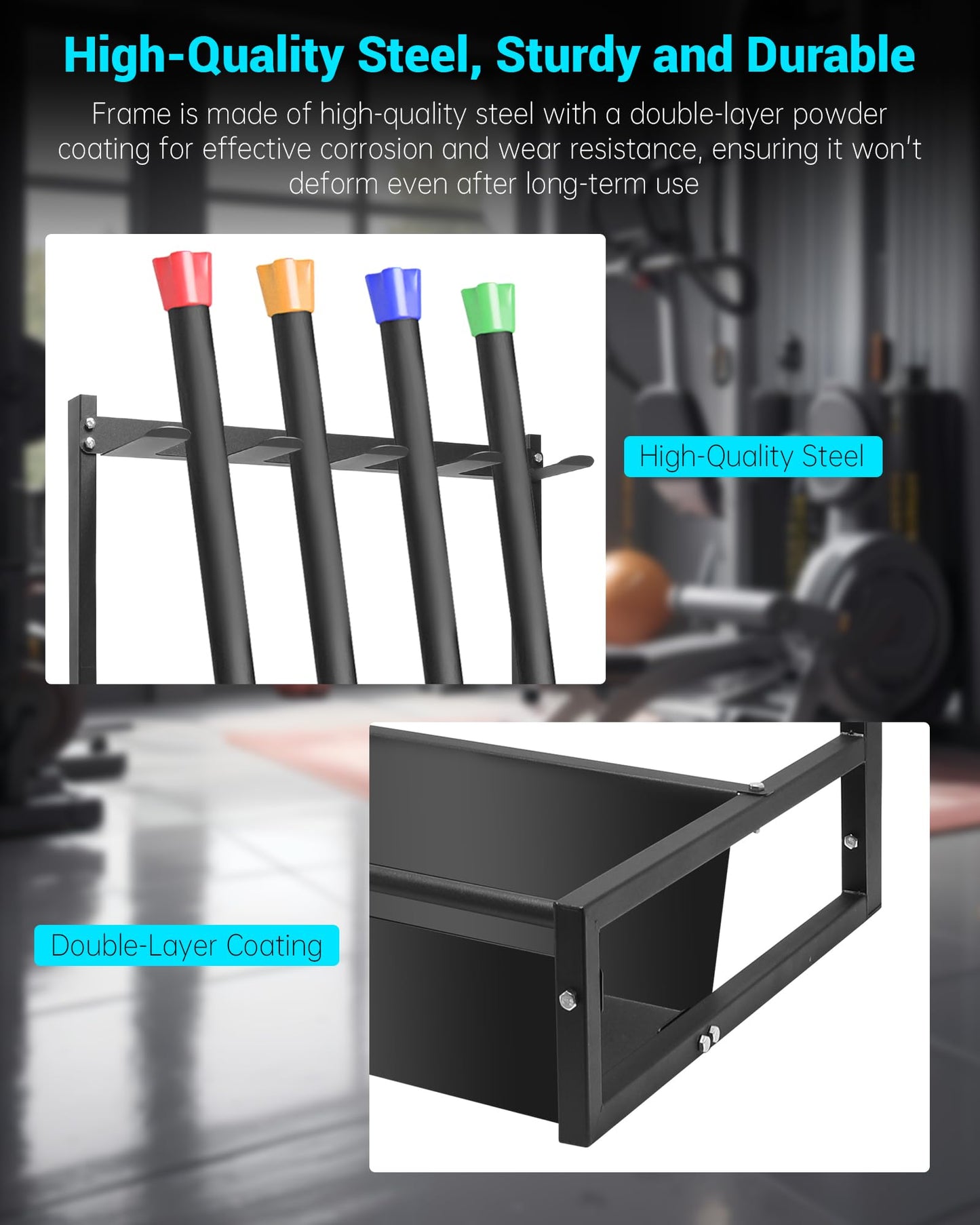 Weighted Bar Rack, Vertical Barbell Holder Suitable for Storing and Organizing Weighted Bar Equipment, Barbell Storage Rack Can Hold Multiple Weighted Barbells Upright