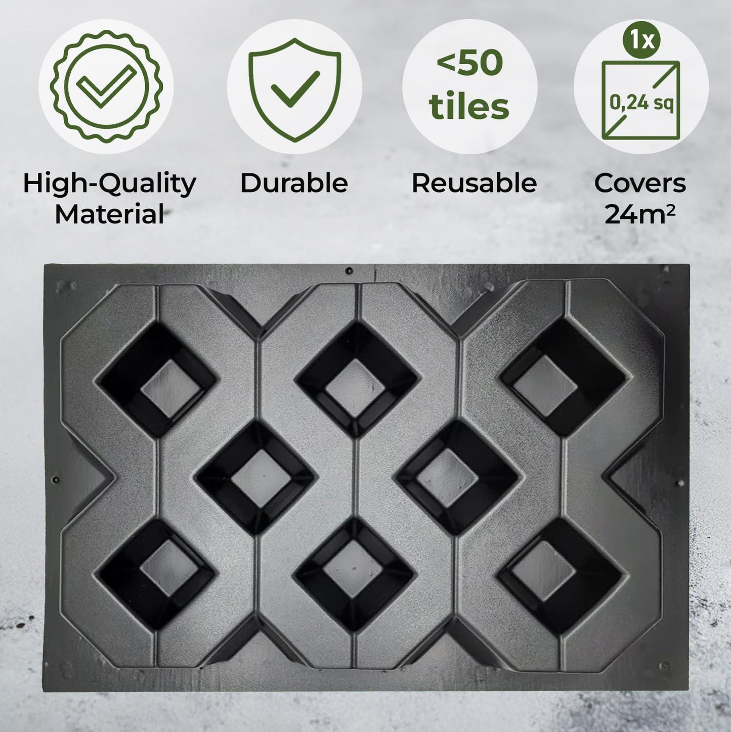 BETONEX Concrete Grass Pavers Breeze Block Paving Bricks Mold ABS 4mm Parking - Plastic Mold for Concrete Paving Cement - Pathmaker Form