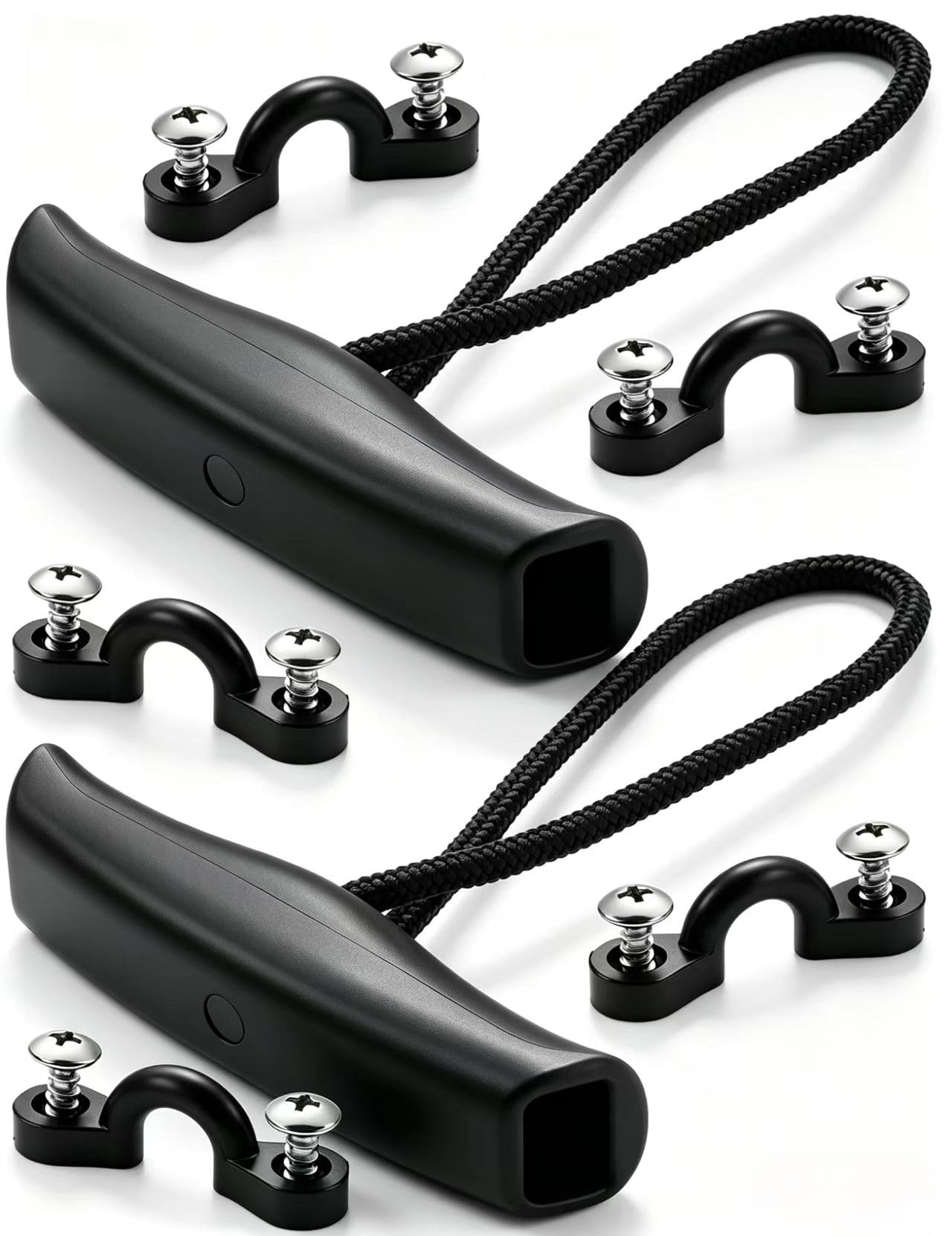 Borogo 2 PCS Kayak Canoe Carry Handle Pull Handle T-Handle with Cord and 5PCS Pad Eyes - 10 PCS Screws Replacement Hardware Parts Kit
