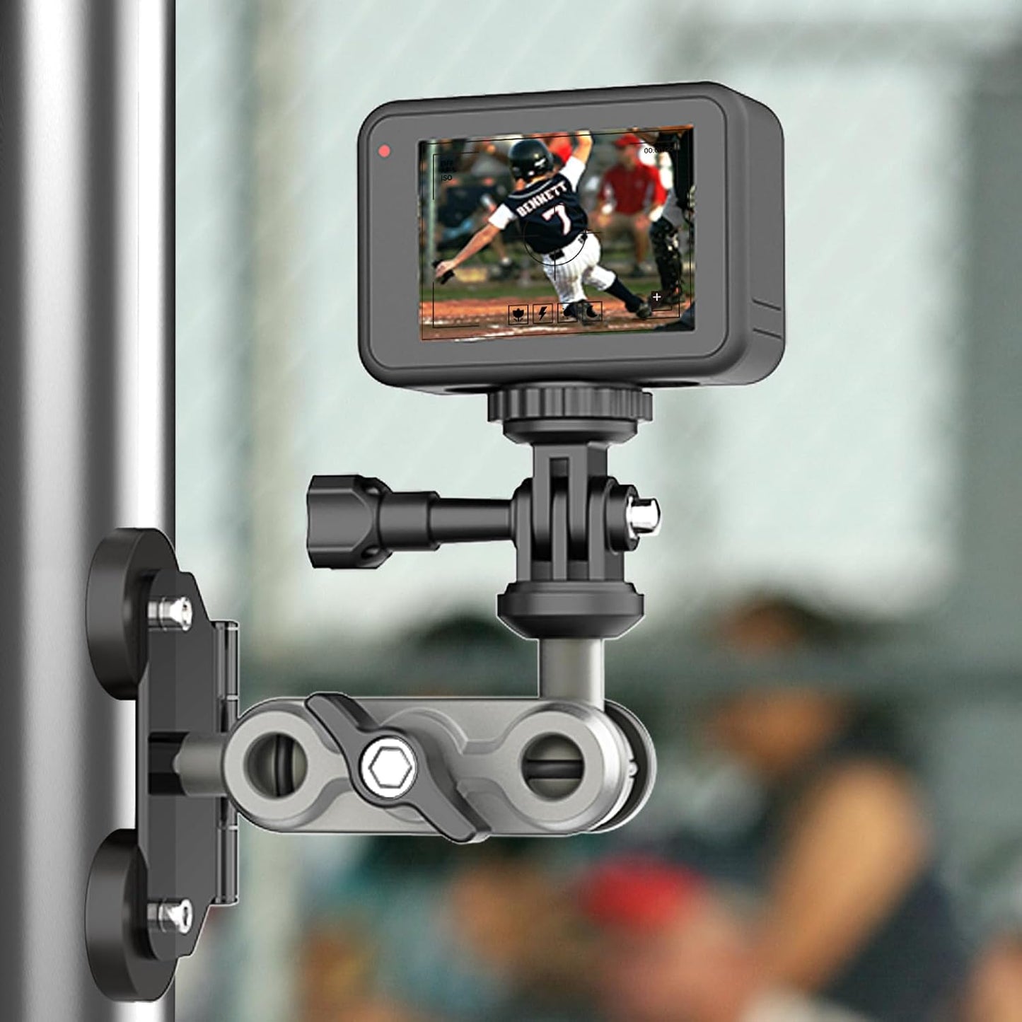 Lupholue 4 Magnetic Camera Mount with Super Magnets, Universal Metal Surface Mount Sports Video Recording Kit Dual Ball