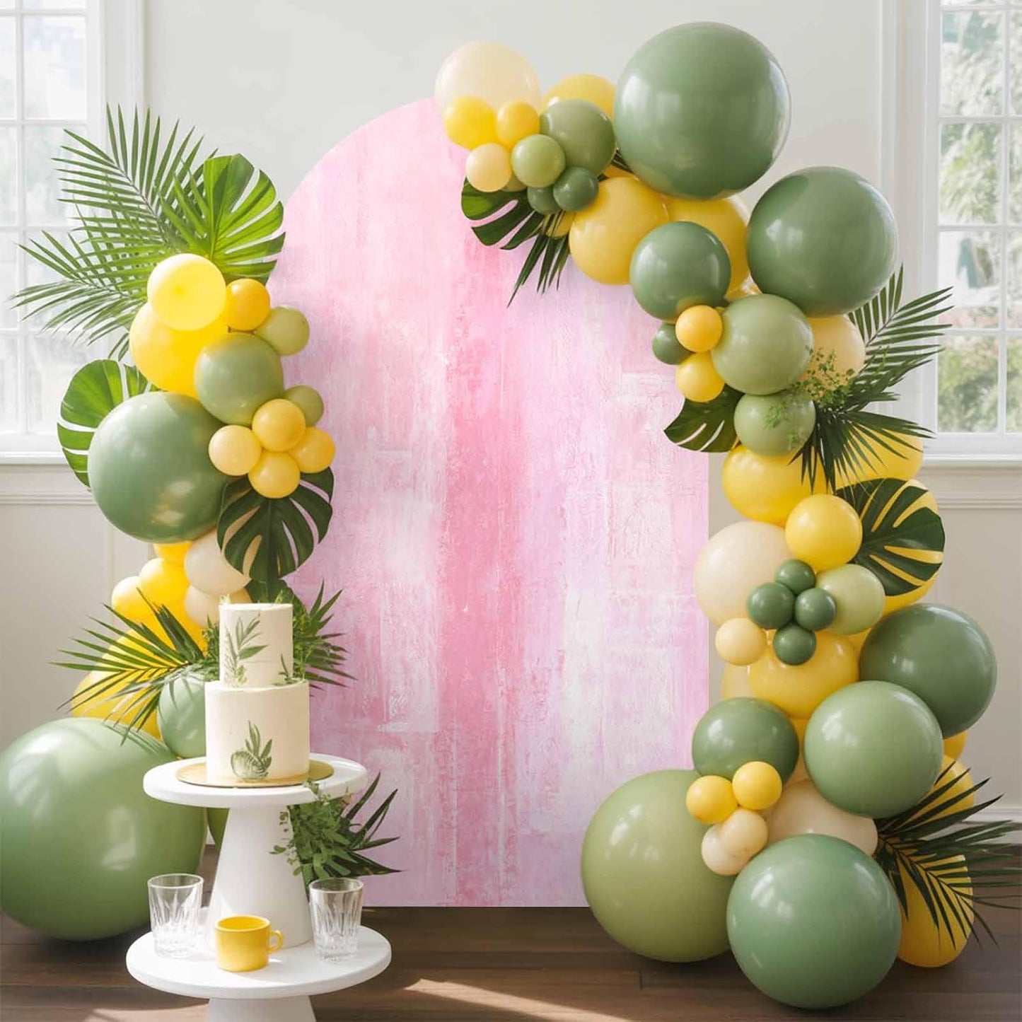 Jnbasdffb 7.2 Pink Wedding Arch Cover,Stretchy Spandex Arch Backdrop Stand Covers FT,Retro Oil Painting Modern Abstract