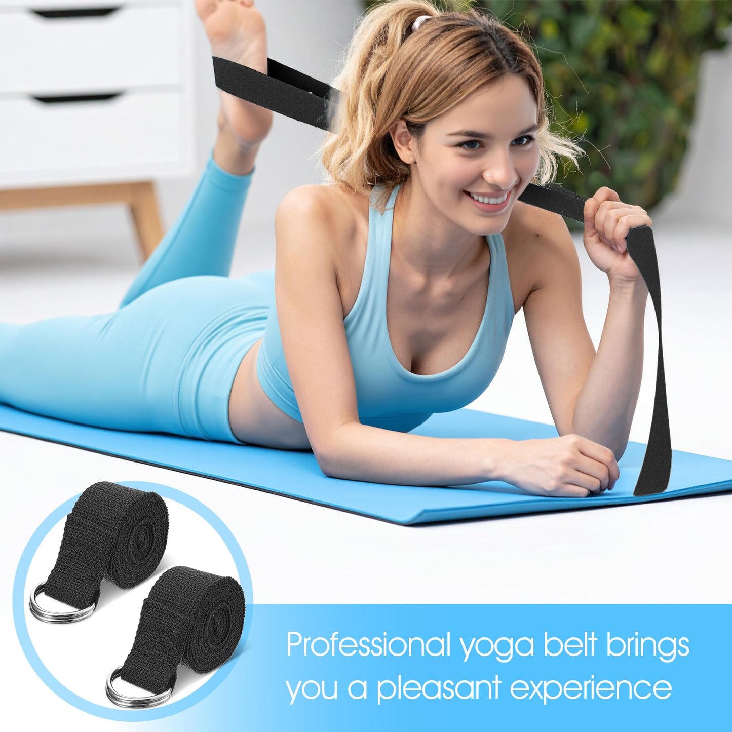 16 Pcs Yoga Strap for Stretching Bulk 6ft Exercise Stretch Band with Metal D Ring Adjustable Pilates Non Elastic Yoga Stretch Belt for Women Men Physical Fitness Gym Workout Dance