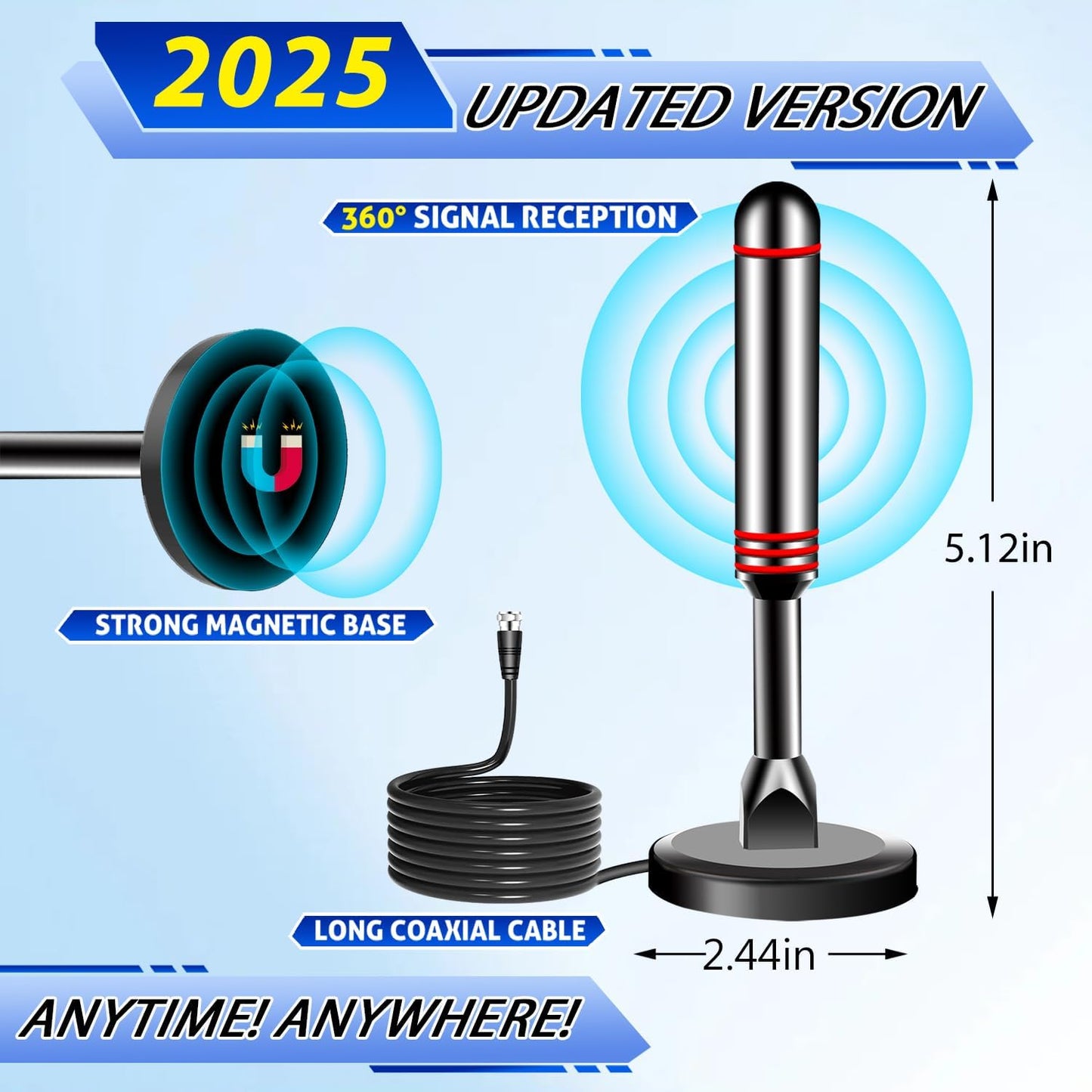 Generic 4K 1080p TV Antenna Indoor Antenna for Smart TV for Long Range Reception and All Smart TVs HD Digital Antenna