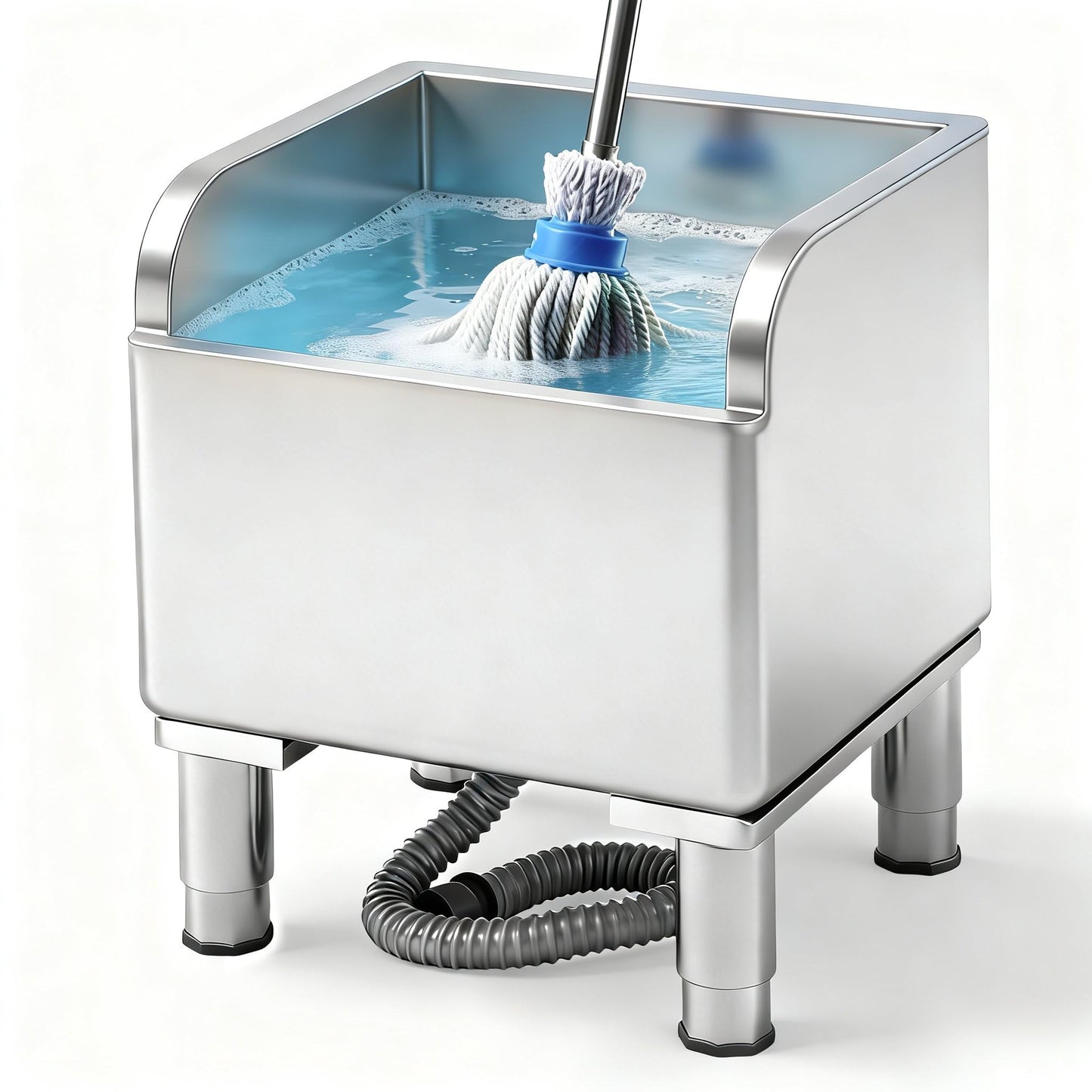 Sawysine Mop Sink with Drainage 304 Stainless Steel Commercial Floor Mop Sink Service Basin Vertical Sewage Tank for Laundry Room Restaurant Garage Balcony Industries,17.7"x16.1"x21.2"