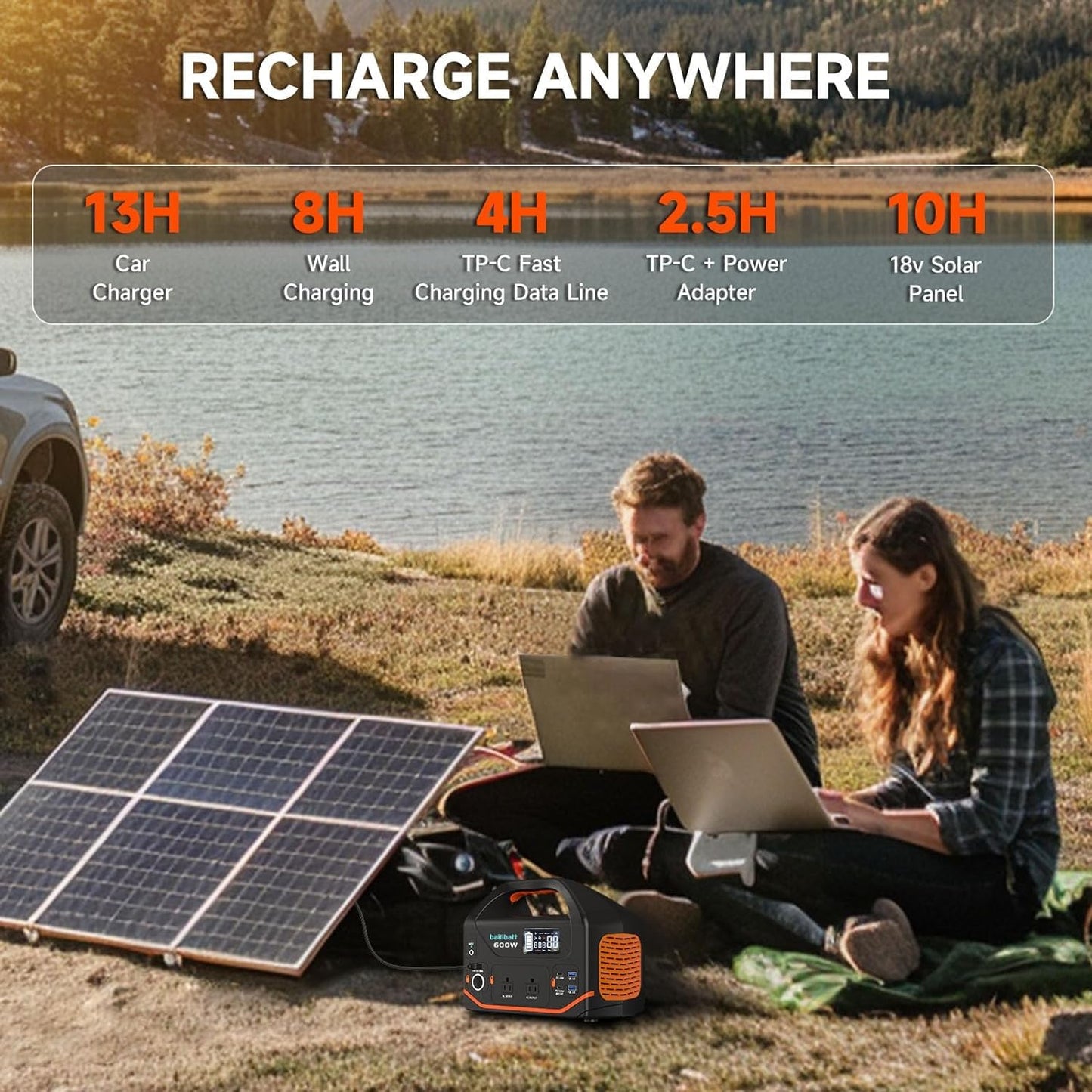 Portable Power Station 600W 293Wh Camping Lithium Battery, Portable Generator for Home Use Emergency Power Station Backup Travel Outdoor 100W PD & 110V Pure Sine Wave AC Outlet