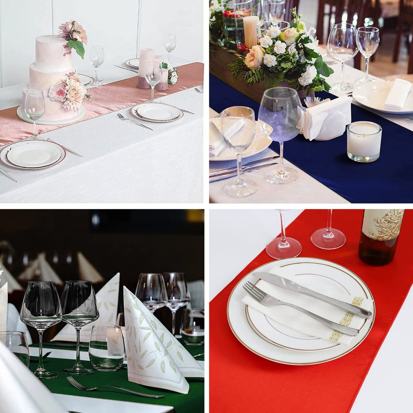 HMQIANG 12 Pack Red Table Runners, Satin Table Runner 12x108 Inches Long, Silk and Smooth Fabric Table Runner for Wedding, Parties, Banquets, Event Decoration