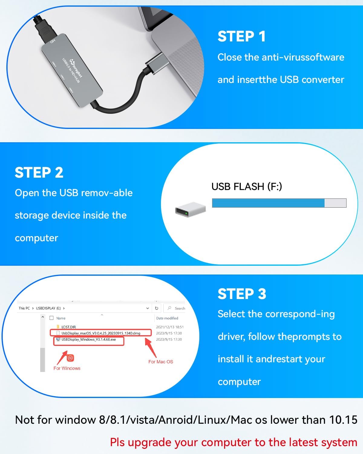 WinRaybot 1080P@60Hz 3 3.0 USB Hub with HDMI Extended Monitor Display with Port USB Hub,Mirror & Extend Display Mode