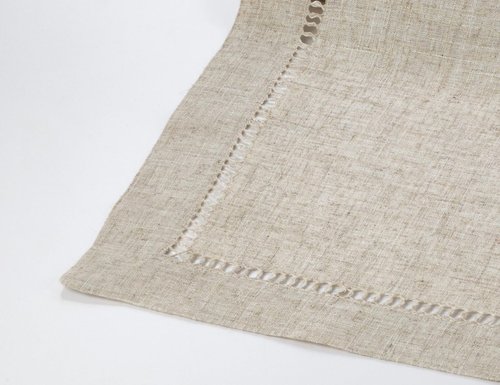 Fennco Styles Handmade Hemstitch Design Natural Tablecloth. One Piece (72" Square)