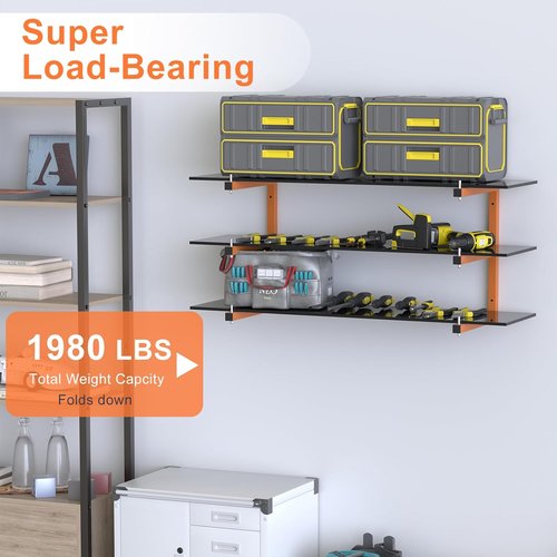 Lumber Rack | 6-Pack Wall-Mounted Heavy Duty Wood Storage Racks - 1980 LB Capacity, Orange